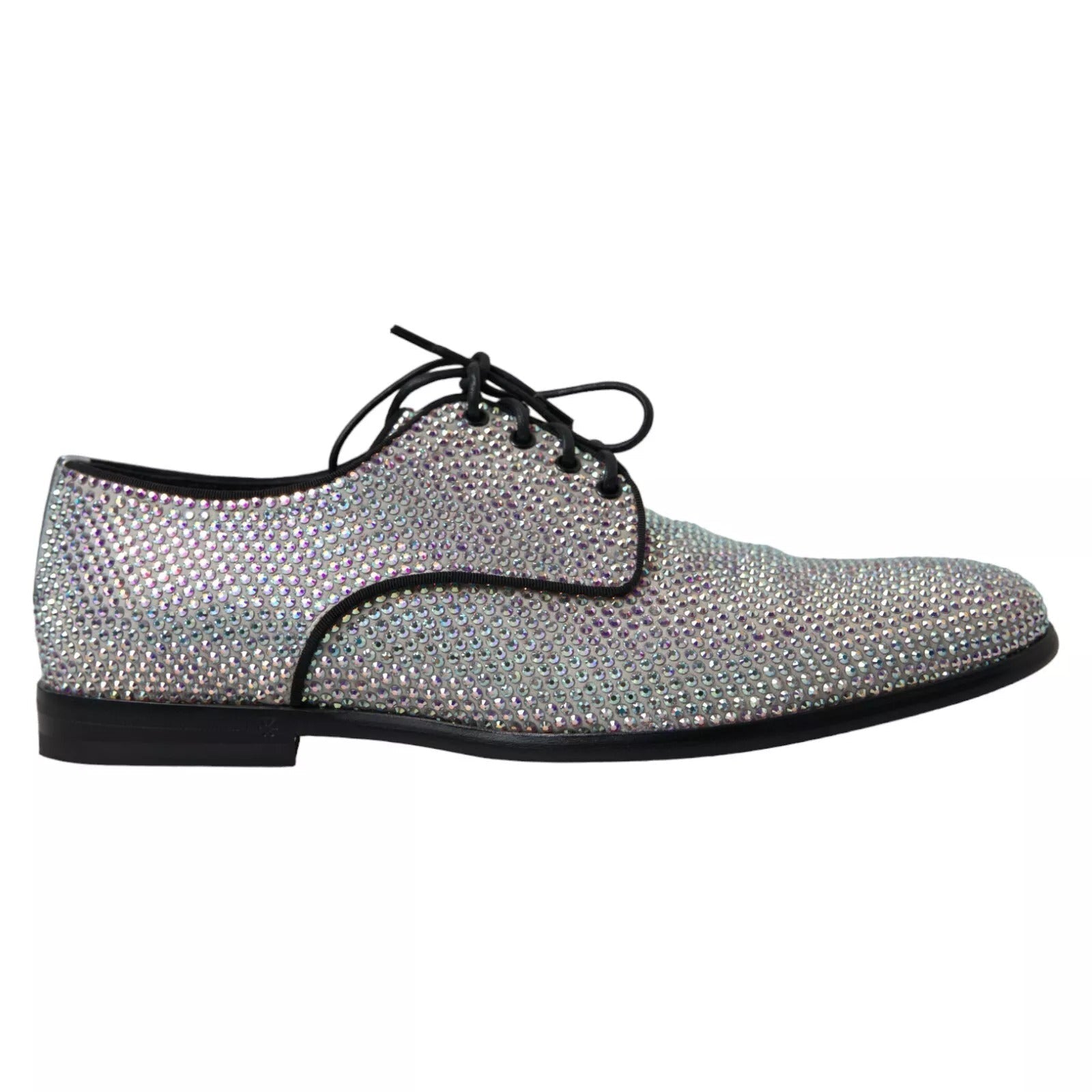 Dolce & Gabbana Silver Leather Rhinestones Derby Shoes - RIMODA