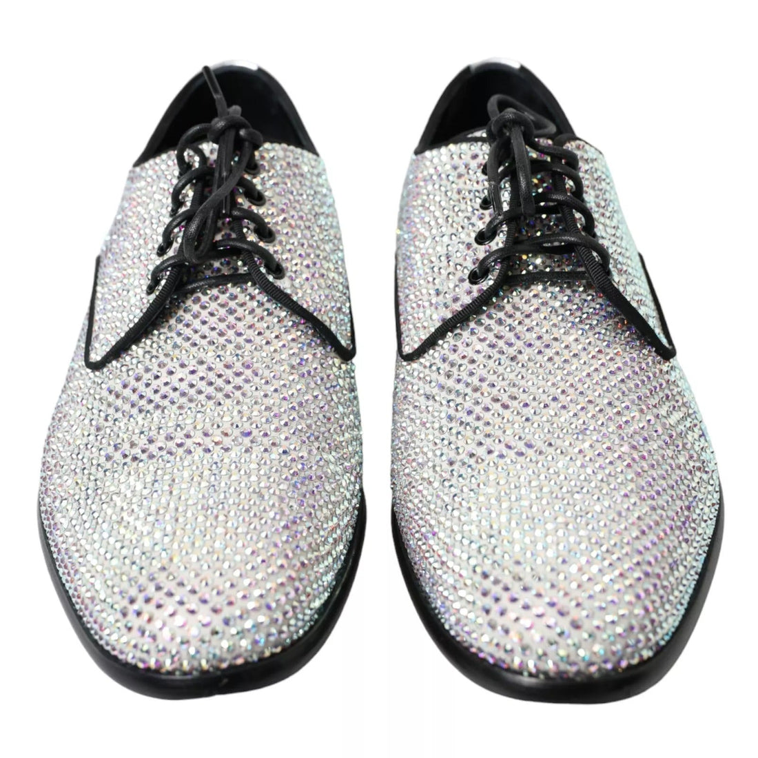Dolce & Gabbana Silver Leather Rhinestones Derby Shoes - RIMODA