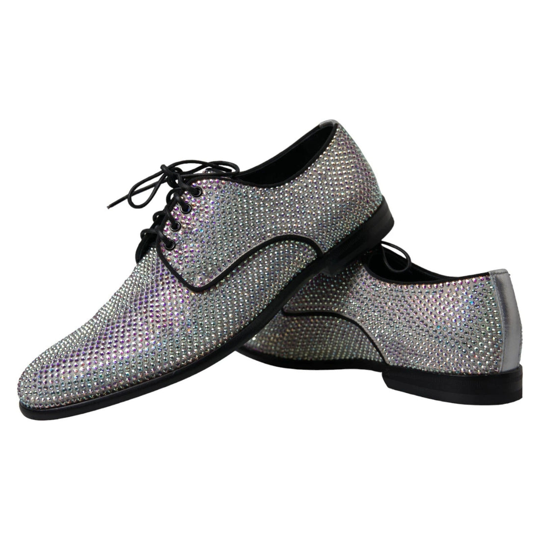 Dolce & Gabbana Silver Leather Rhinestones Derby Shoes - RIMODA