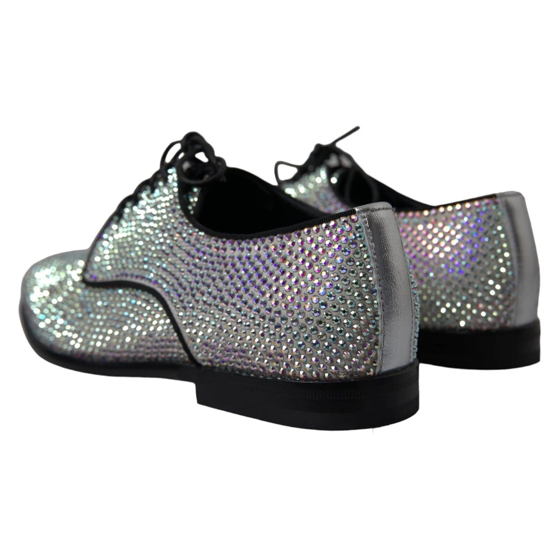Dolce & Gabbana Silver Leather Rhinestones Derby Shoes - RIMODA