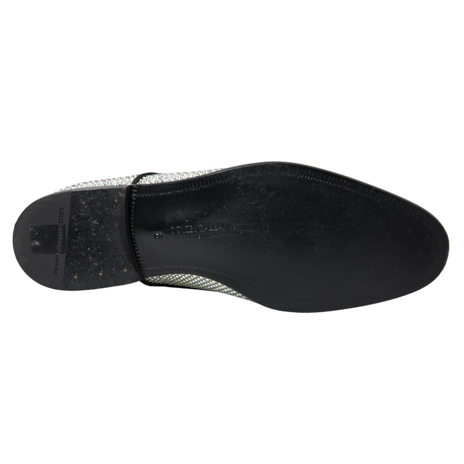 Dolce & Gabbana Silver Leather Rhinestones Derby Shoes - RIMODA