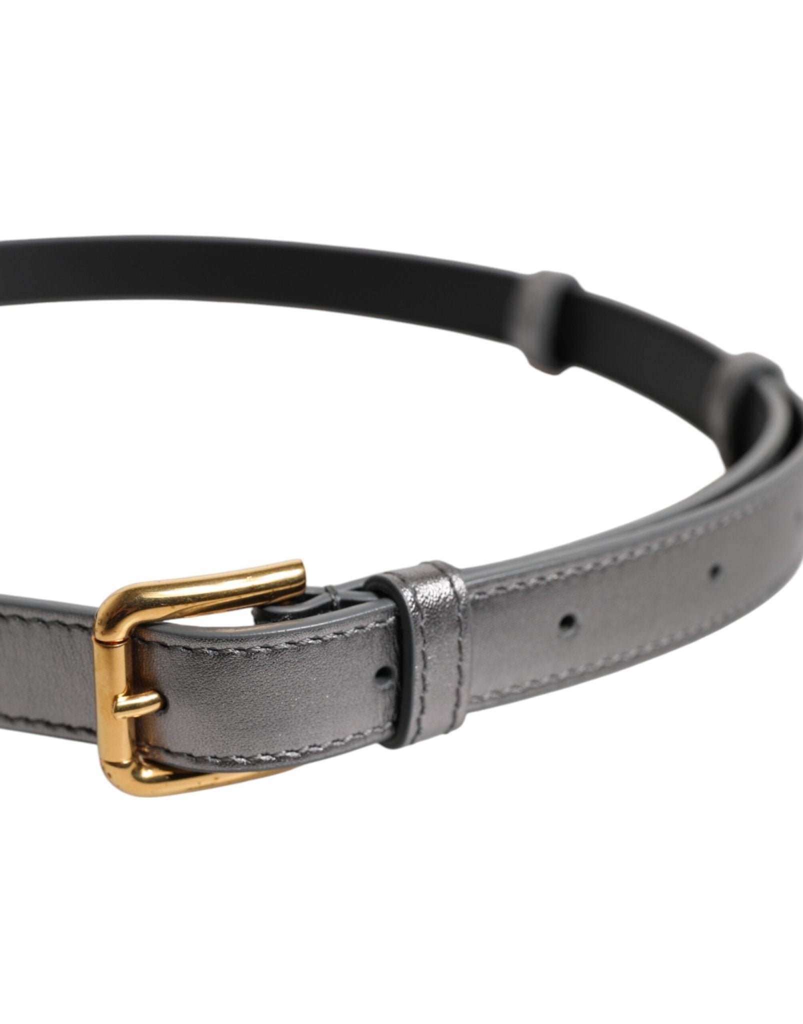 Dolce & Gabbana Silver Logo Engraved Metal Waist Buckle Belt - RIMODA