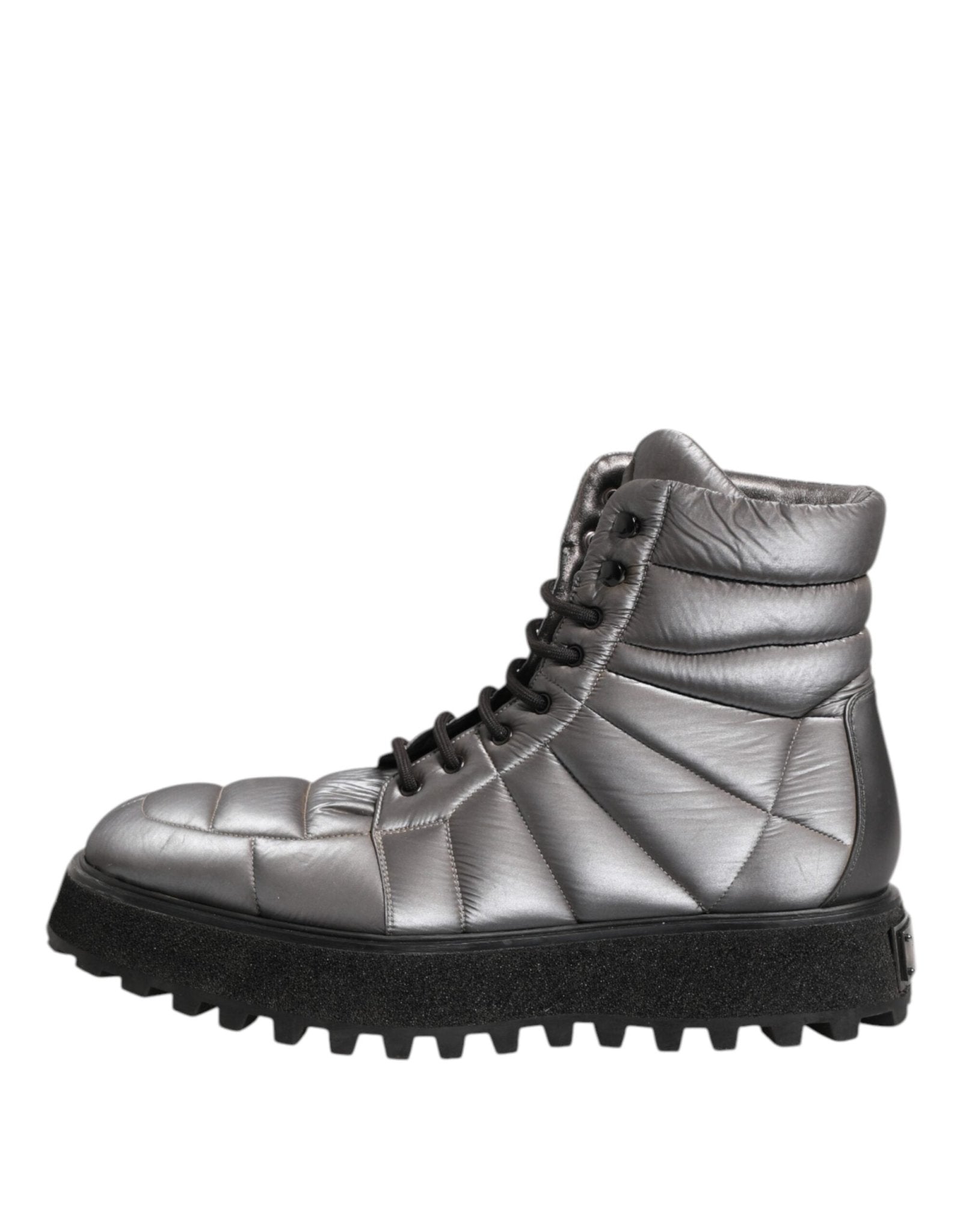 Dolce & Gabbana Silver Padded Mid Calf Lace Up Boots Shoes - RIMODA