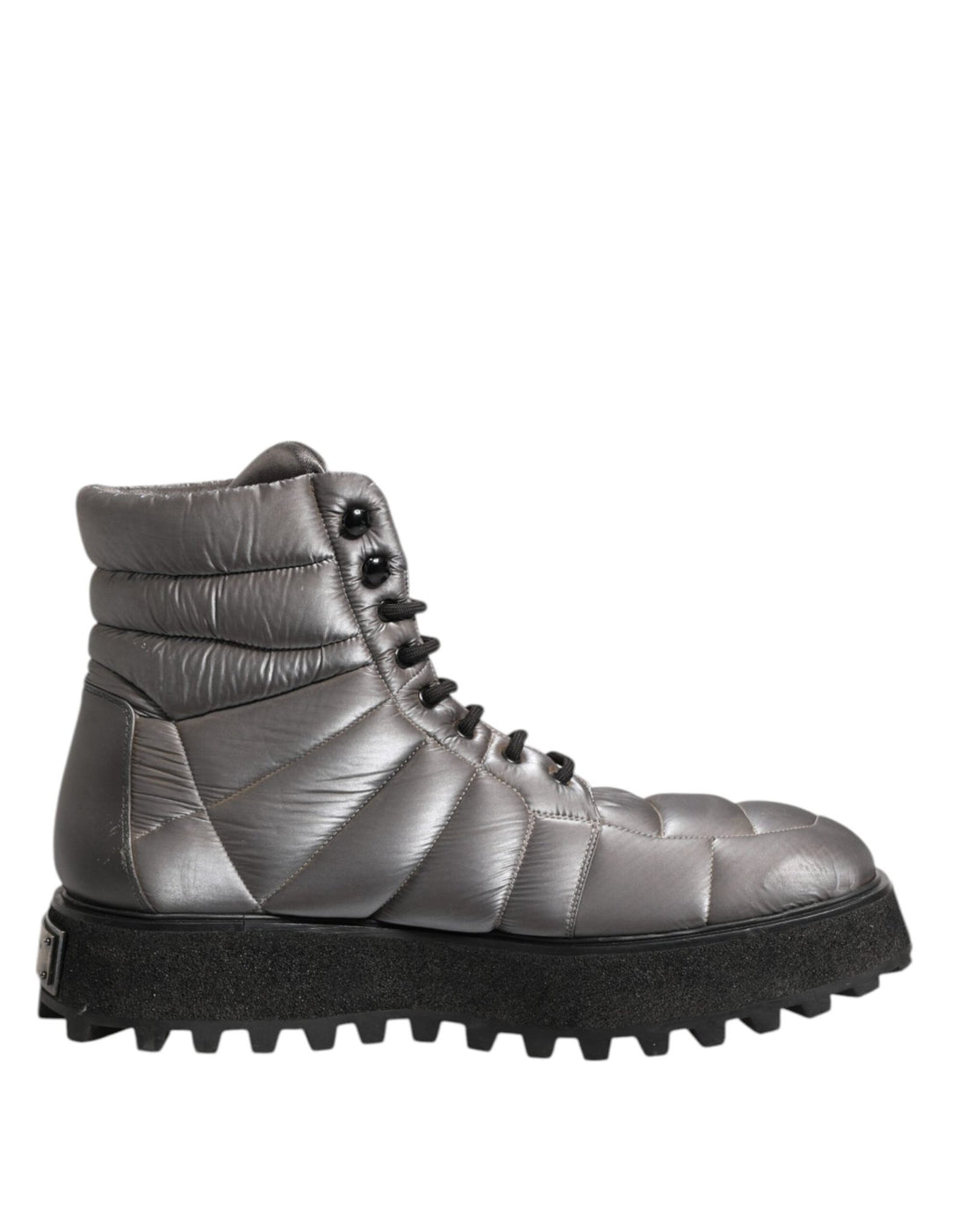 Dolce & Gabbana Silver Padded Mid Calf Lace Up Boots Shoes - RIMODA