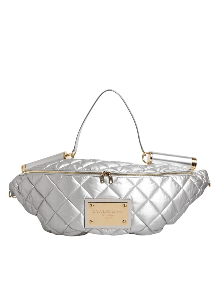 Dolce & Gabbana Silver Quilted Filled Crossbody Shoulder Bag SICILY Bag - RIMODA