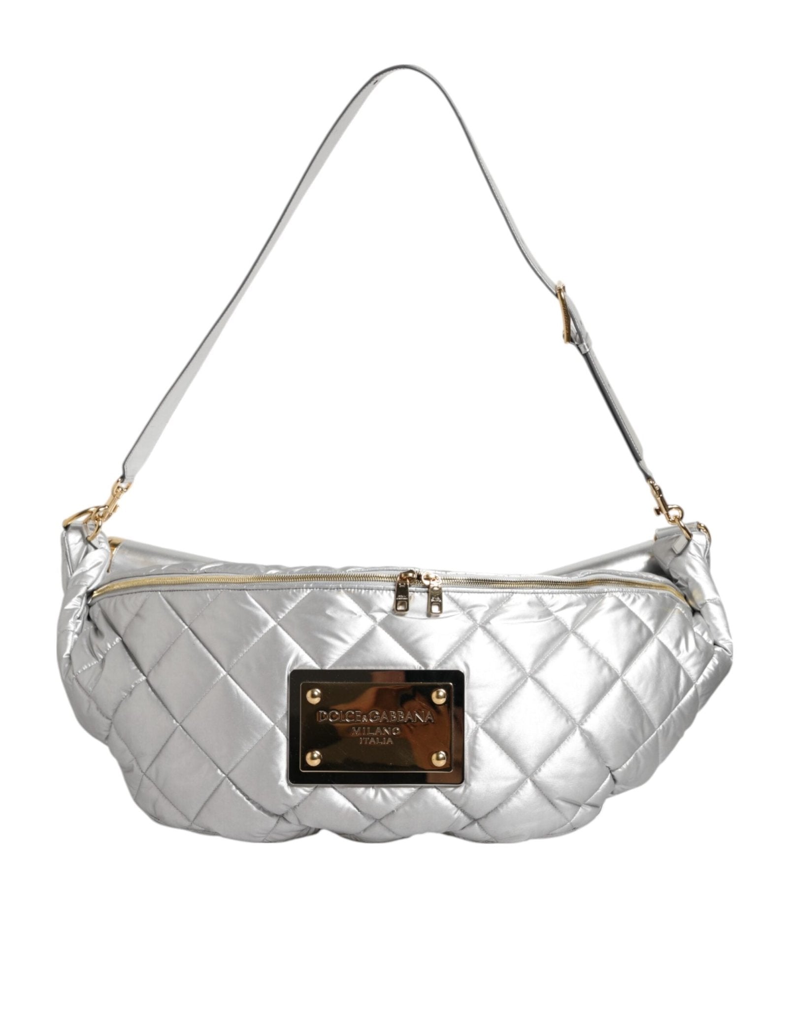 Dolce & Gabbana Silver Quilted Filled Crossbody Shoulder Bag SICILY Bag - RIMODA