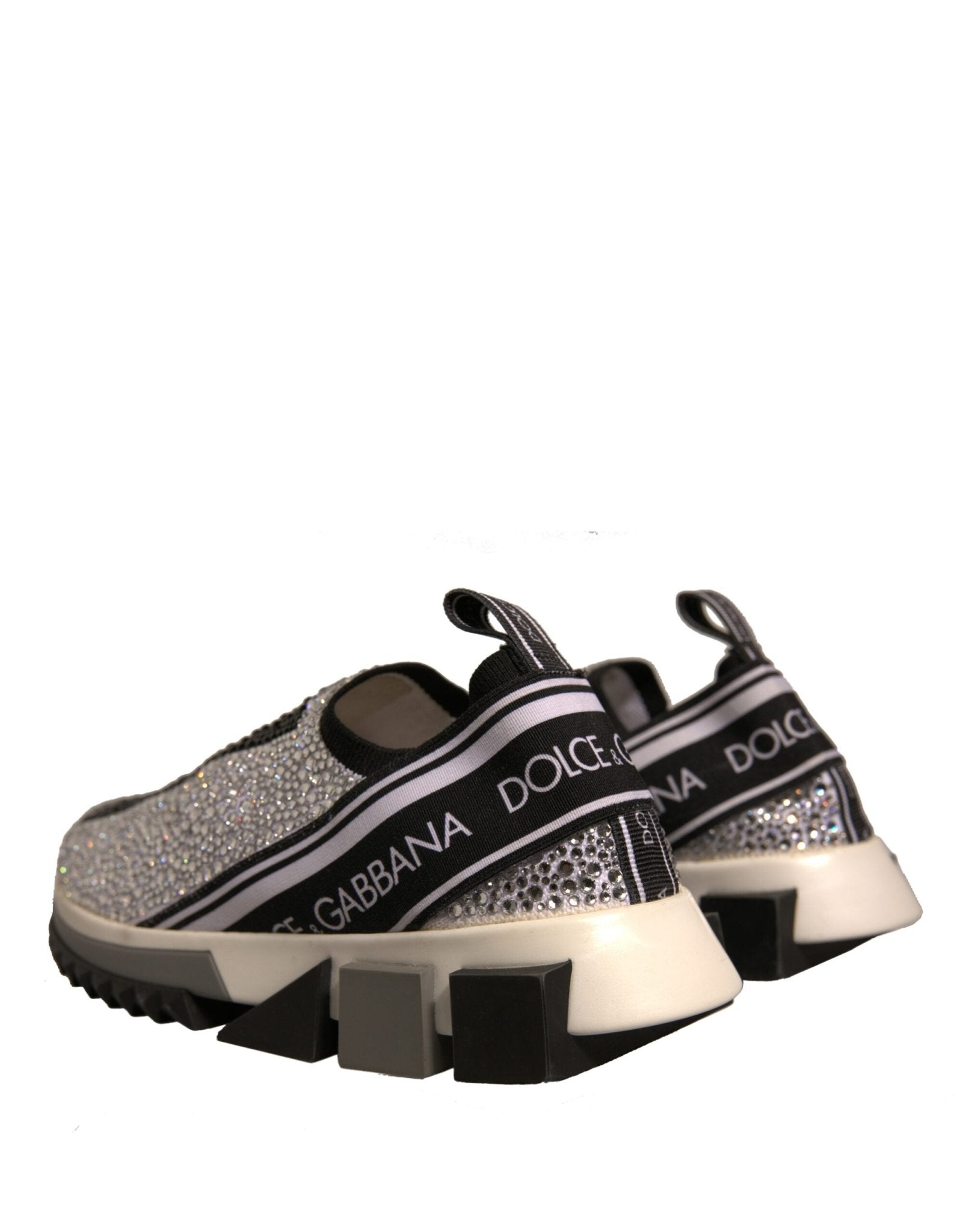 Dolce & Gabbana Silver Rhinestones Sorrento Sneakers Shoes - RIMODA