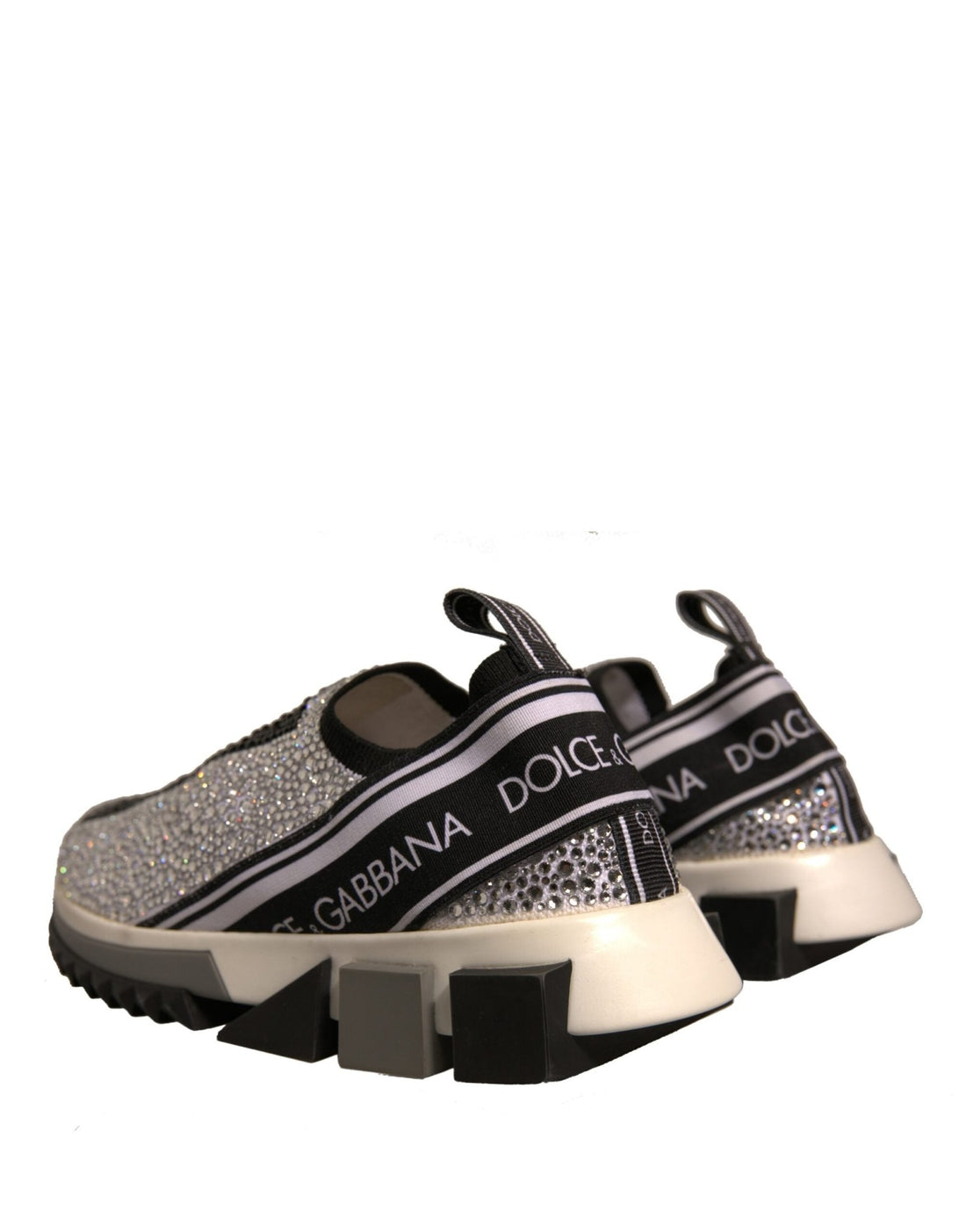 Dolce & Gabbana Silver Rhinestones Sorrento Sneakers Shoes - RIMODA