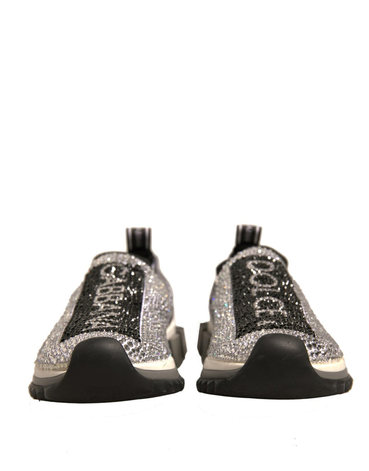 Dolce & Gabbana Silver Rhinestones Sorrento Sneakers Shoes - RIMODA