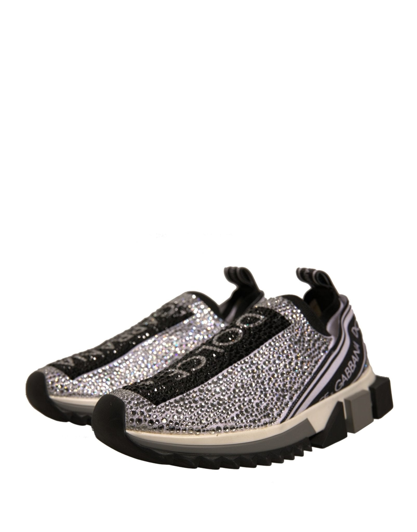 Dolce & Gabbana Silver Rhinestones Sorrento Sneakers Shoes - RIMODA