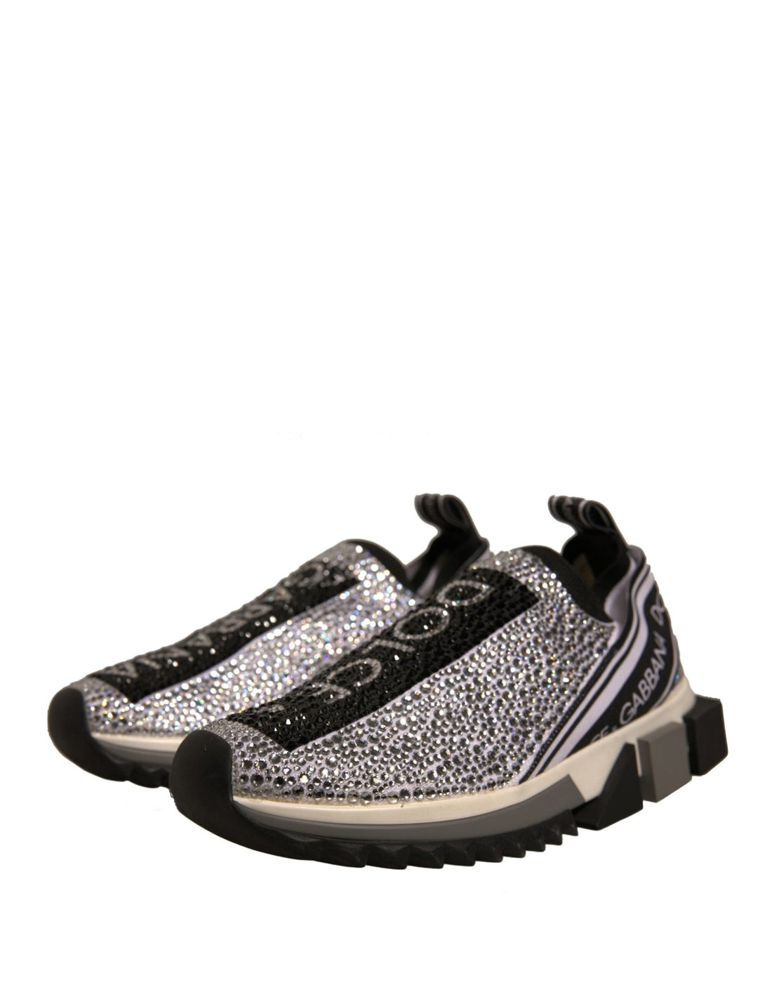 Dolce & Gabbana Silver Rhinestones Sorrento Sneakers Shoes - RIMODA