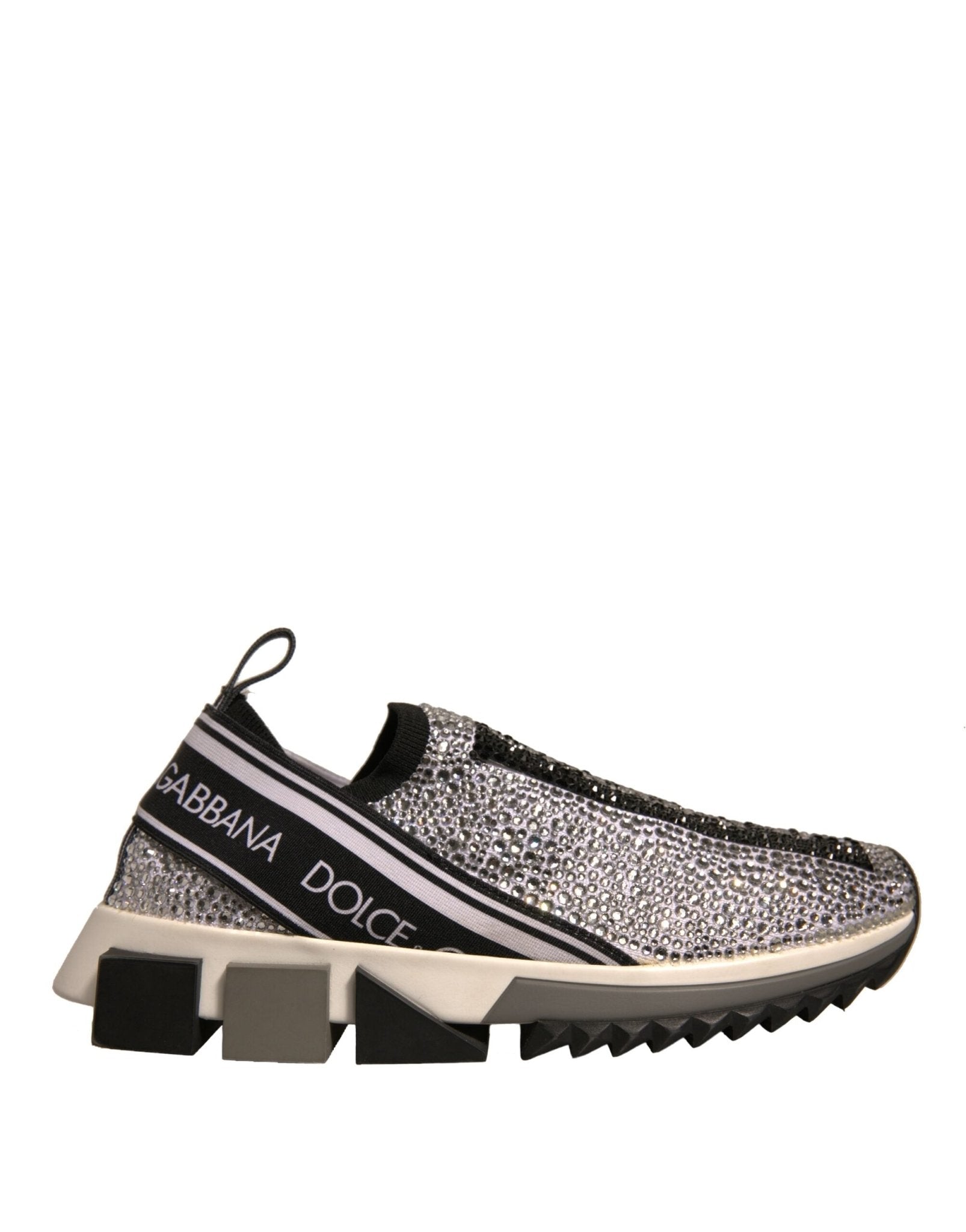 Dolce & Gabbana Silver Rhinestones Sorrento Sneakers Shoes - RIMODA