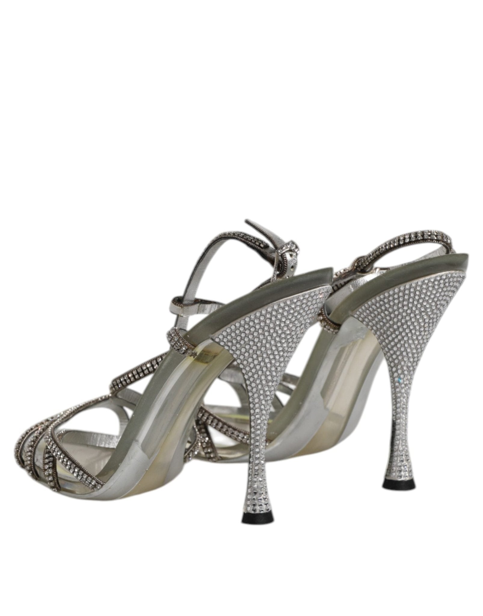 Dolce & Gabbana Silver Strass Ankle Strap Heels Sandals Shoes - RIMODA