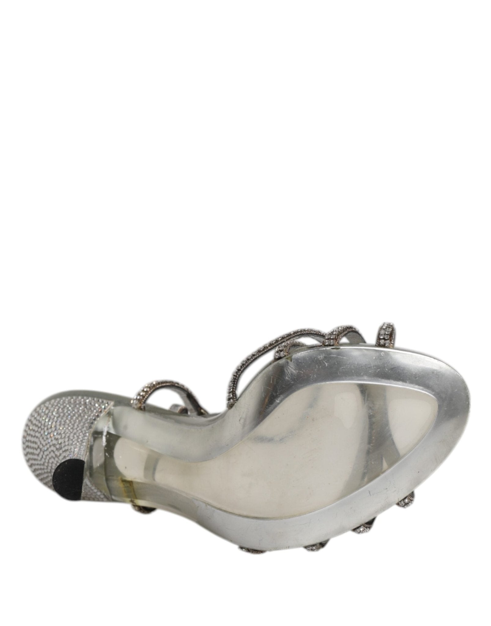 Dolce & Gabbana Silver Strass Ankle Strap Heels Sandals Shoes - RIMODA