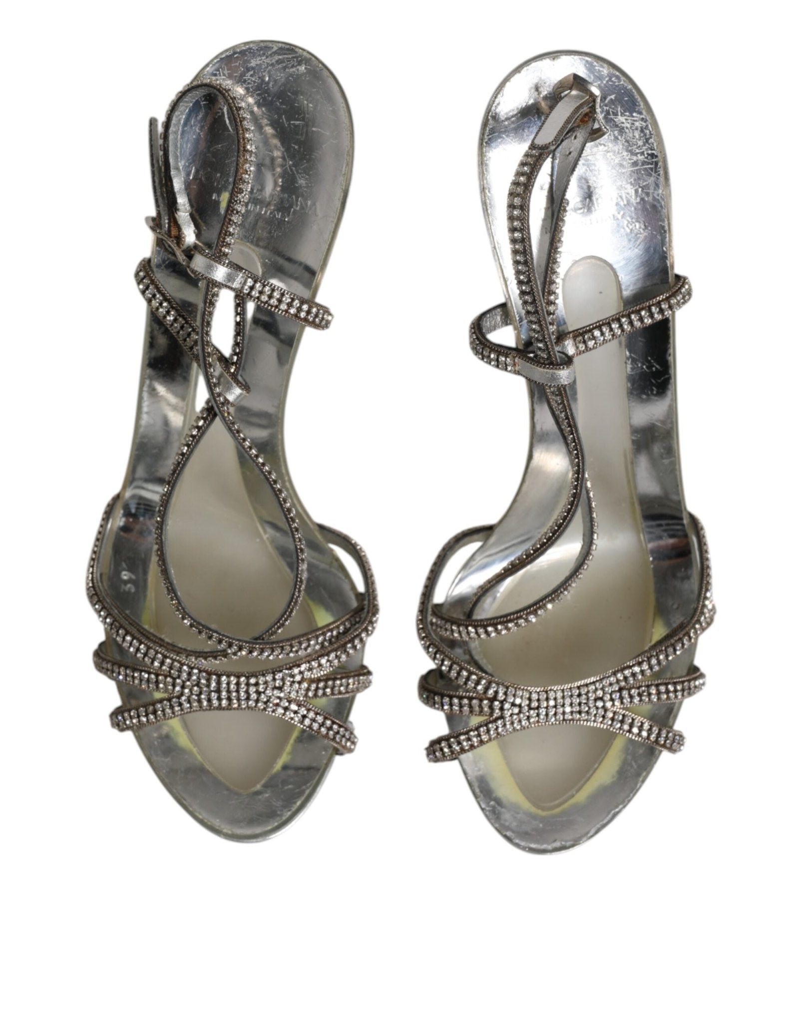 Dolce & Gabbana Silver Strass Ankle Strap Heels Sandals Shoes - RIMODA