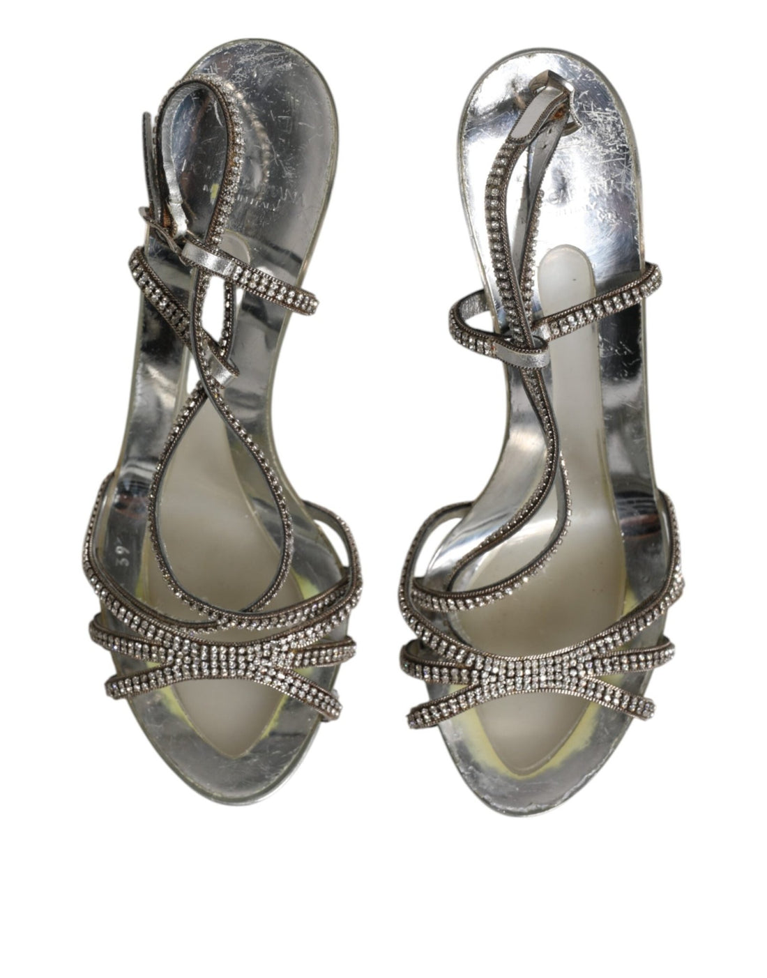 Dolce & Gabbana Silver Strass Ankle Strap Heels Sandals Shoes - RIMODA