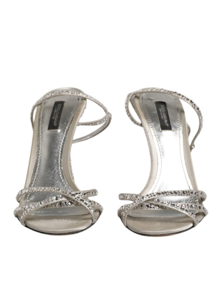 Dolce & Gabbana Silver Strass Ankle Strap KEIRA Sandals Shoes - RIMODA
