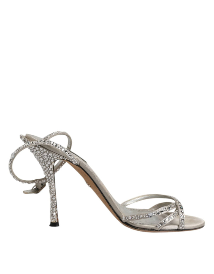 Dolce & Gabbana Silver Strass Ankle Strap KEIRA Sandals Shoes - RIMODA