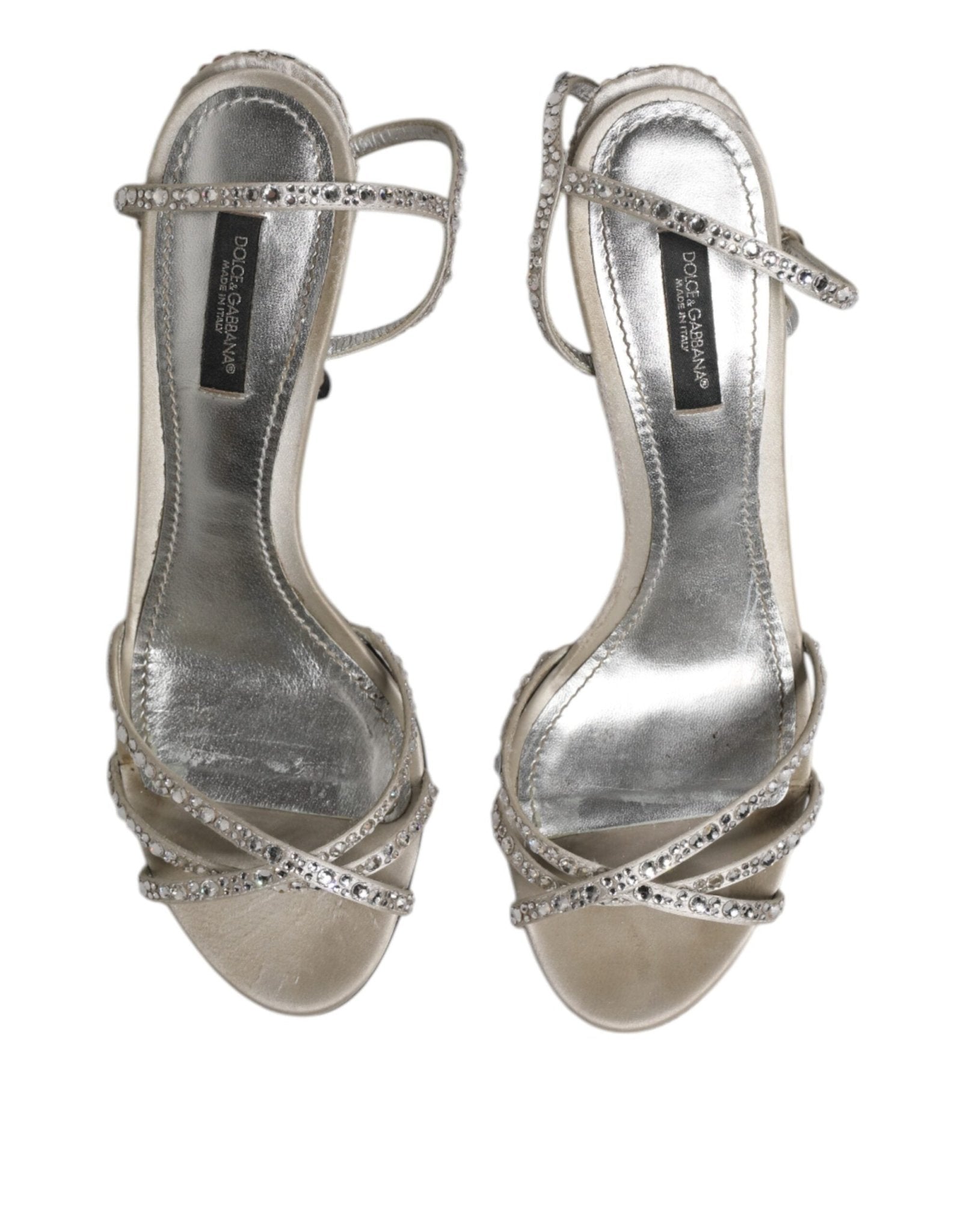 Dolce & Gabbana Silver Strass Ankle Strap KEIRA Sandals Shoes - RIMODA