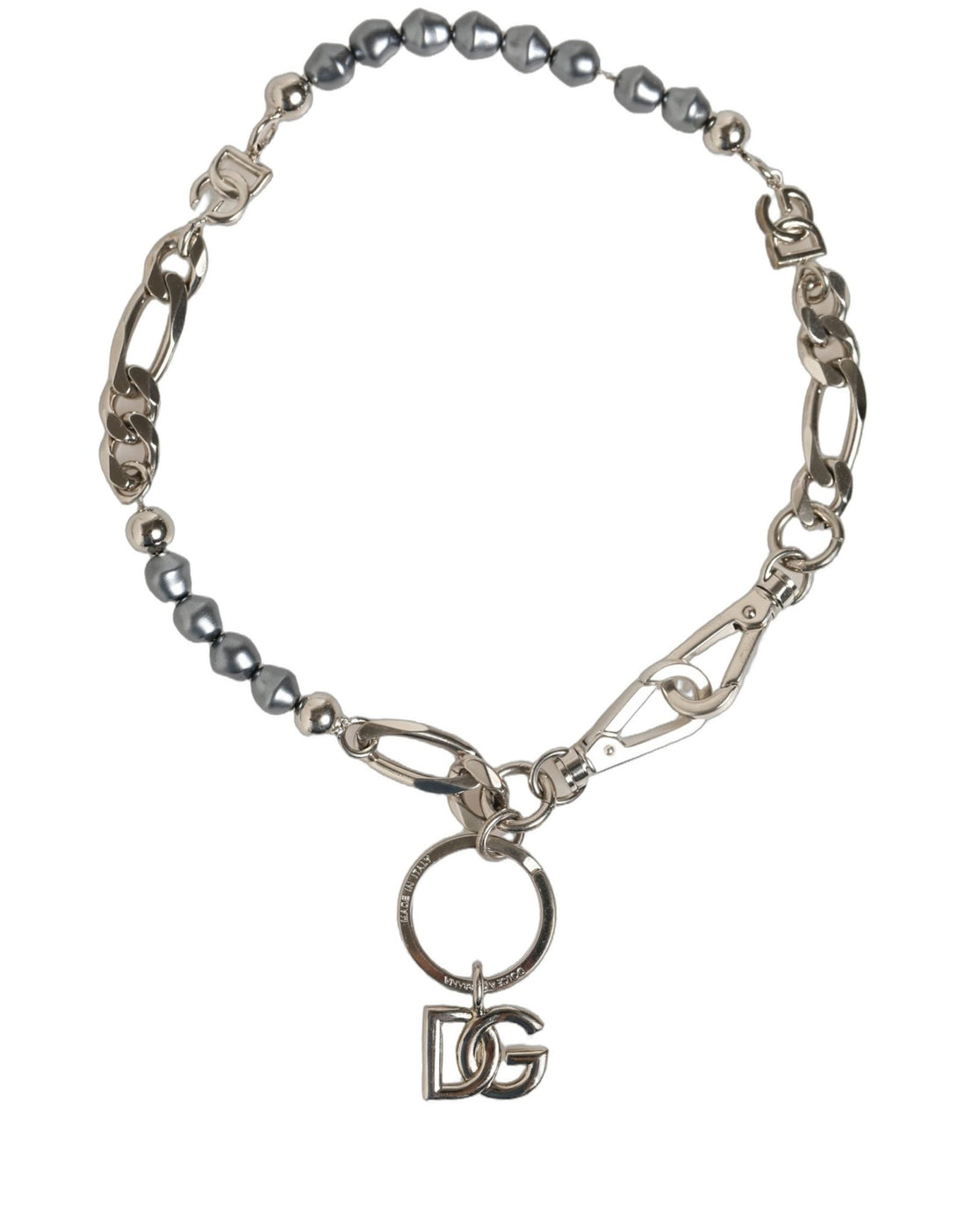 Dolce & Gabbana Silver Tone Chain Signature DG Logo Pendant Necklace - RIMODA