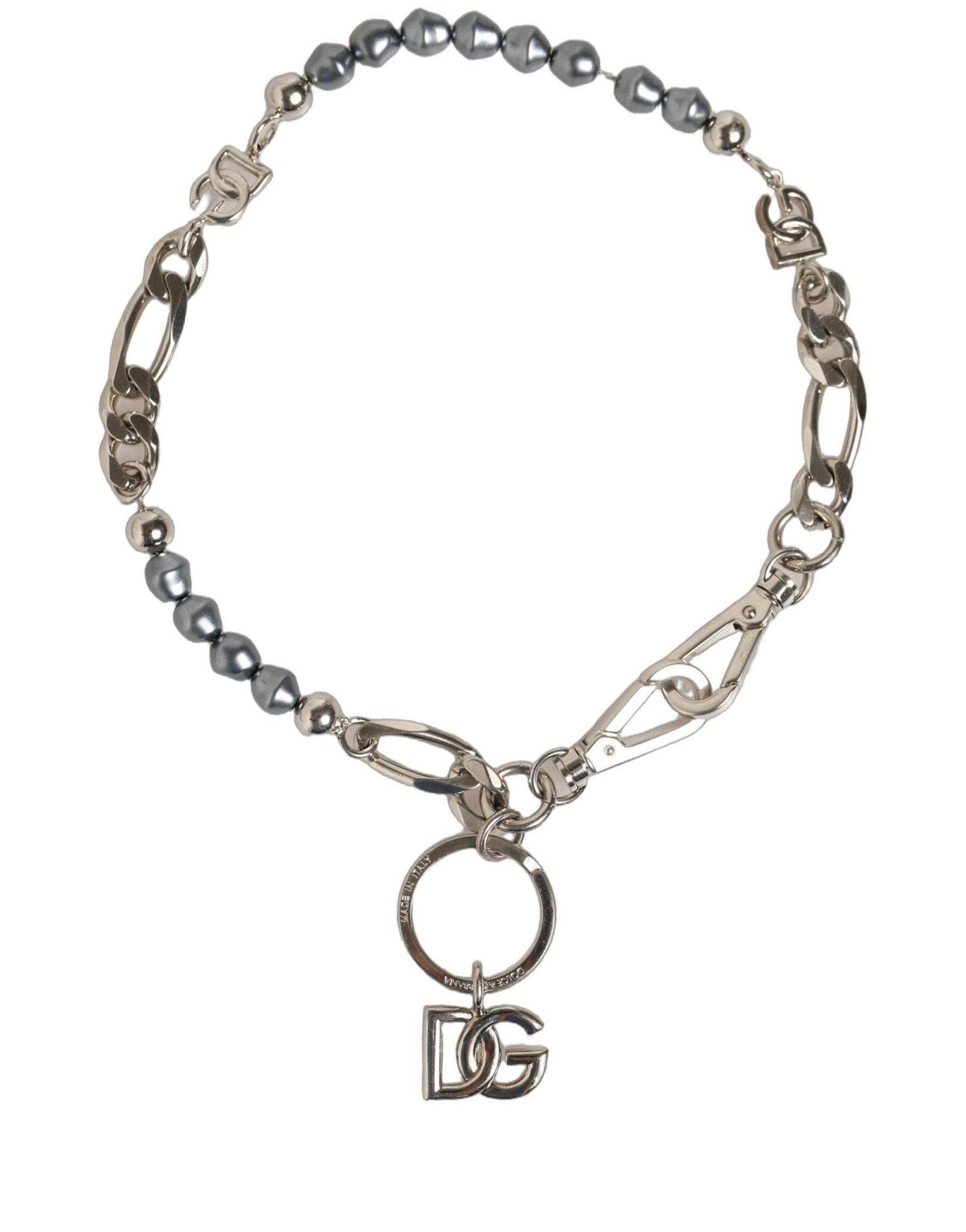Dolce & Gabbana Silver Tone Chain Signature DG Logo Pendant Necklace - RIMODA