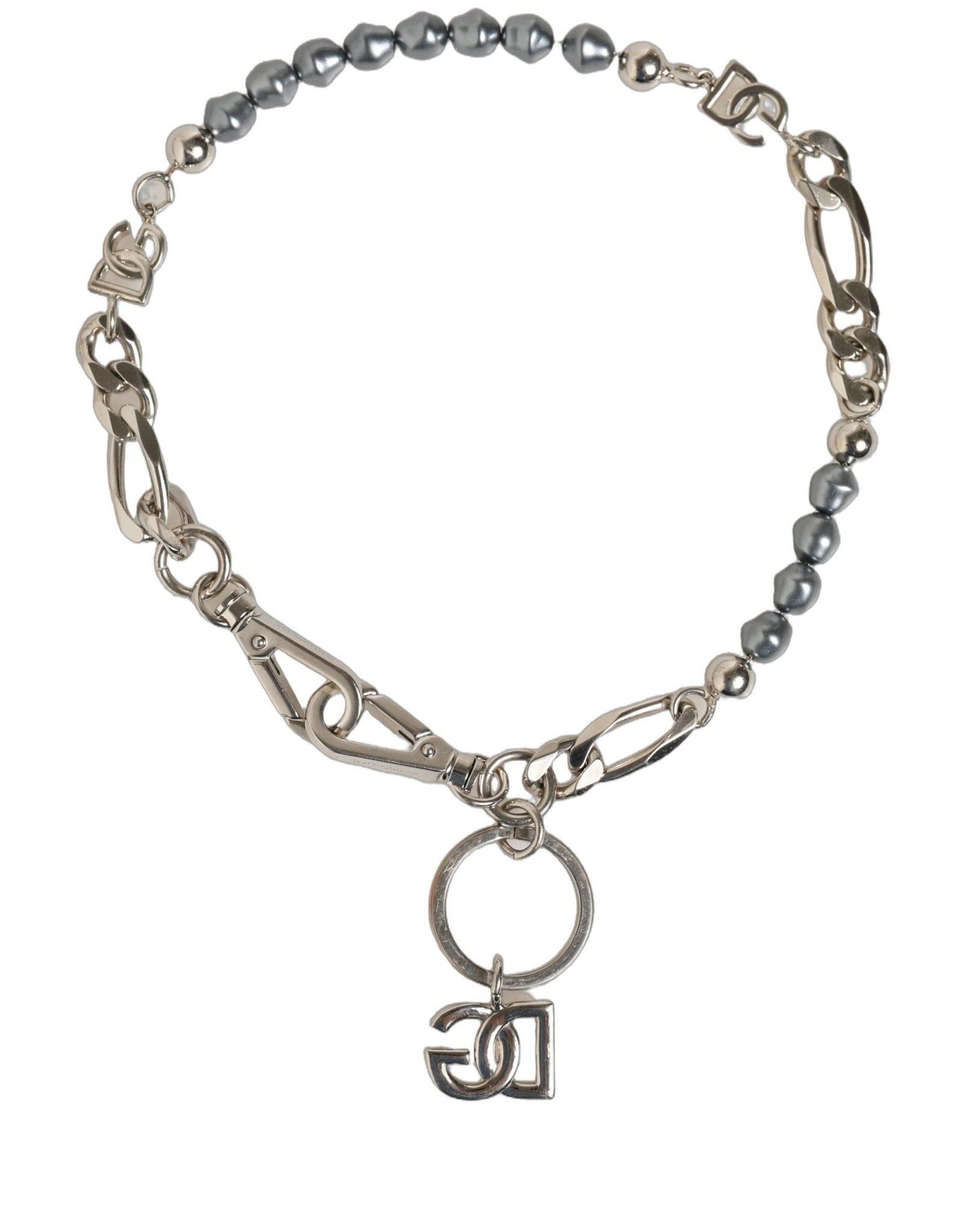 Dolce & Gabbana Silver Tone Chain Signature DG Logo Pendant Necklace - RIMODA
