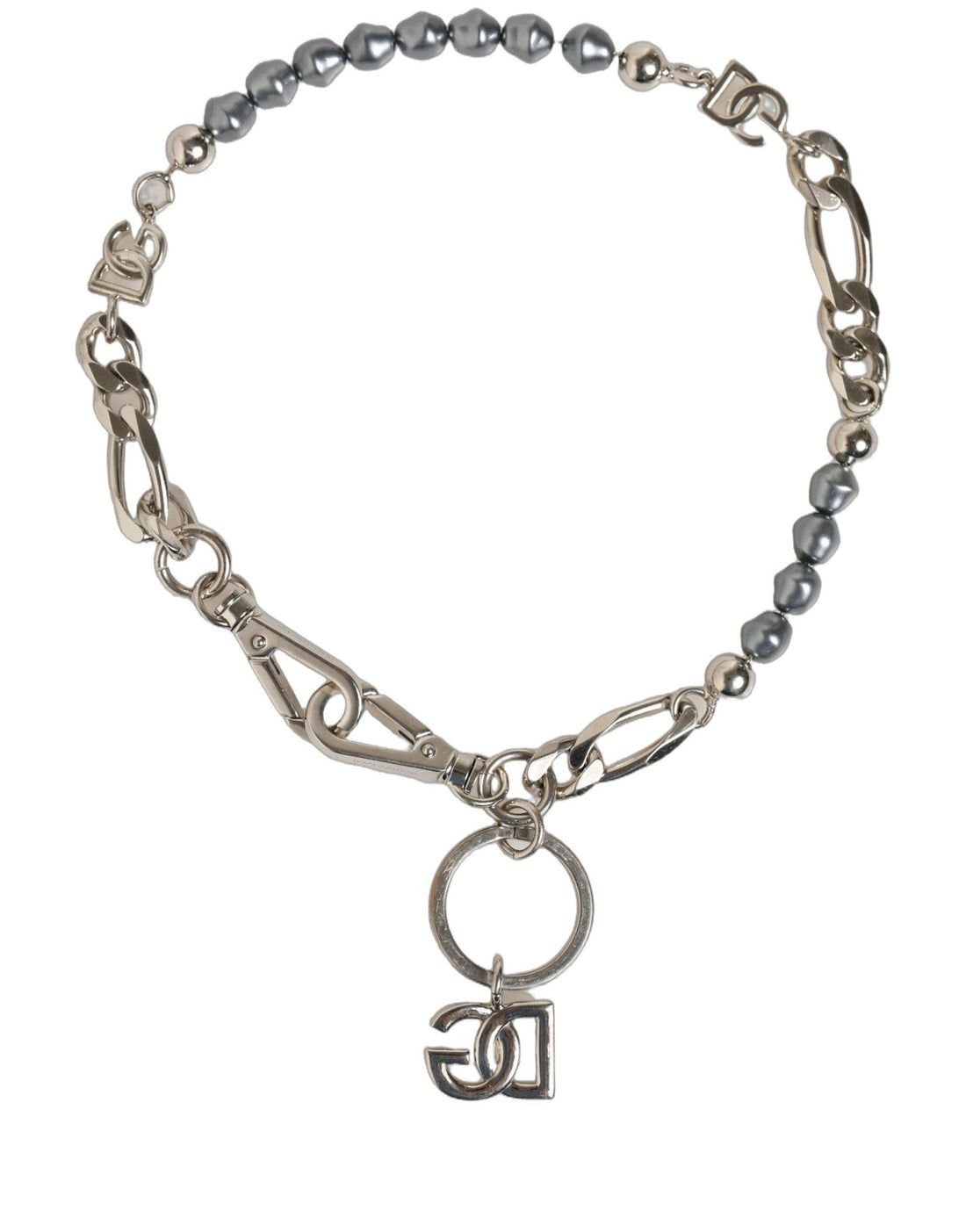 Dolce & Gabbana Silver Tone Chain Signature DG Logo Pendant Necklace - RIMODA