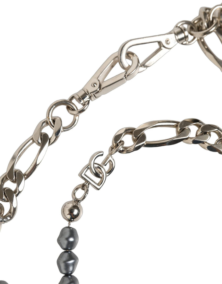 Dolce & Gabbana Silver Tone Chain Signature DG Logo Pendant Necklace - RIMODA