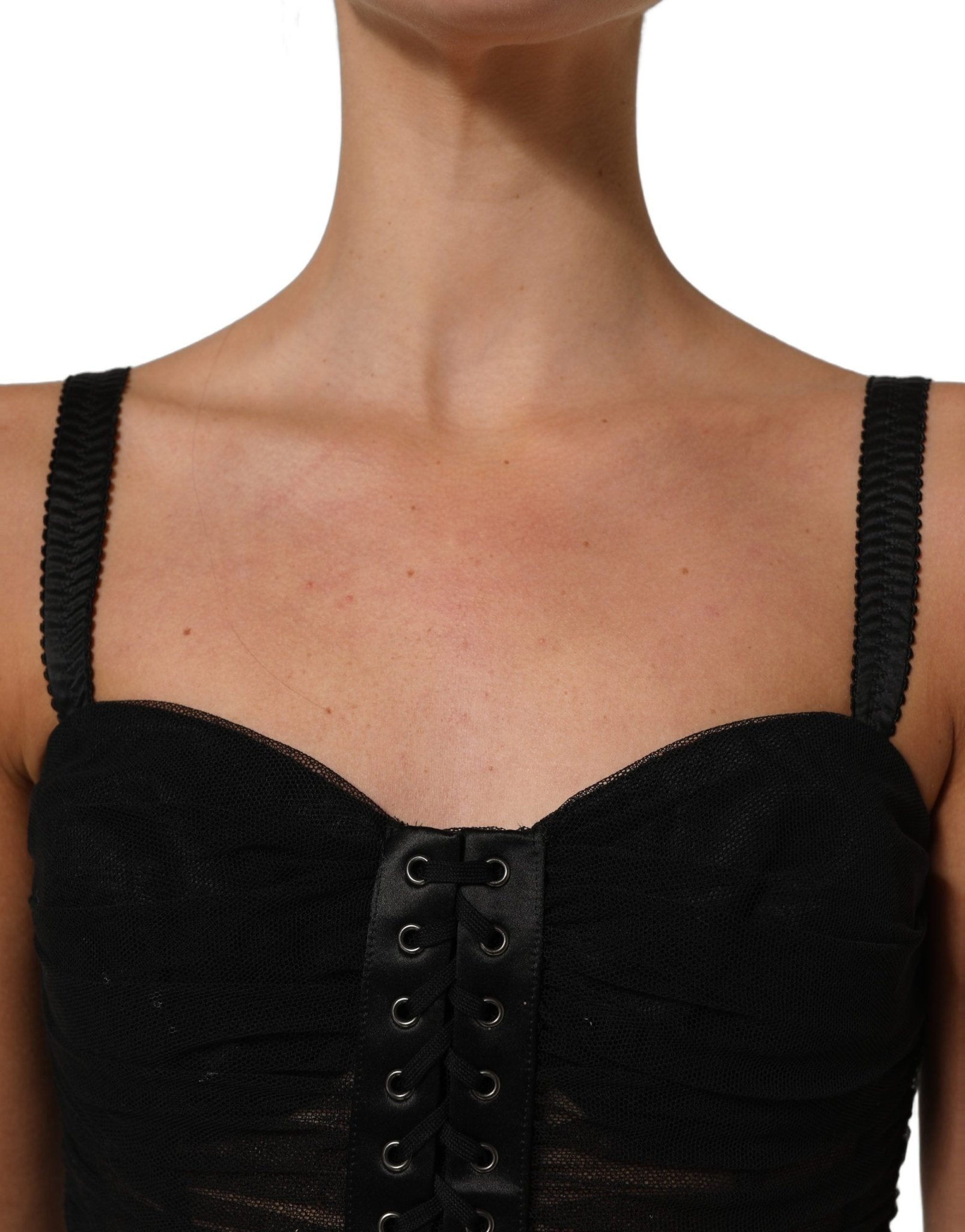 Dolce & Gabbana Sleeveless V-neck Shift Knee Length Black - RIMODA