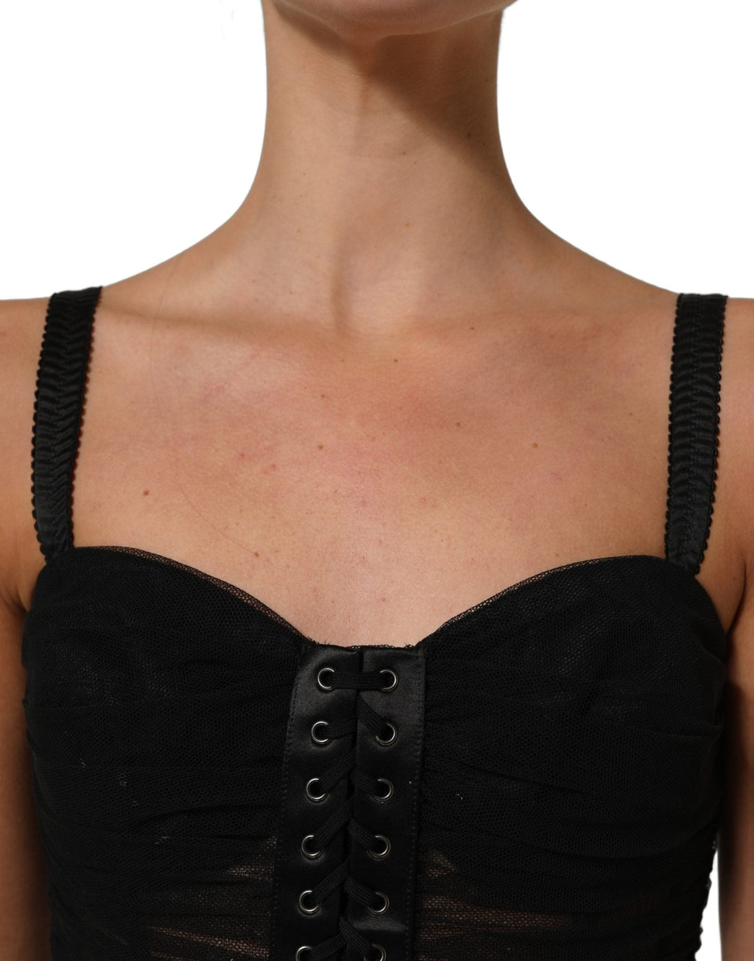 Dolce & Gabbana Sleeveless V-neck Shift Knee Length Black - RIMODA