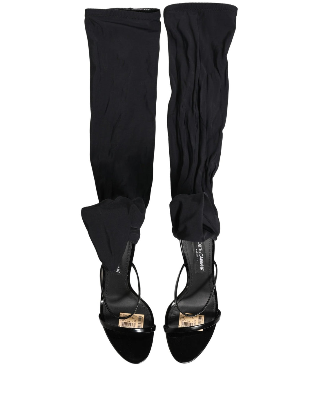 Dolce & Gabbana Stiletto Sandals Socks Knee High Boots Black - RIMODA