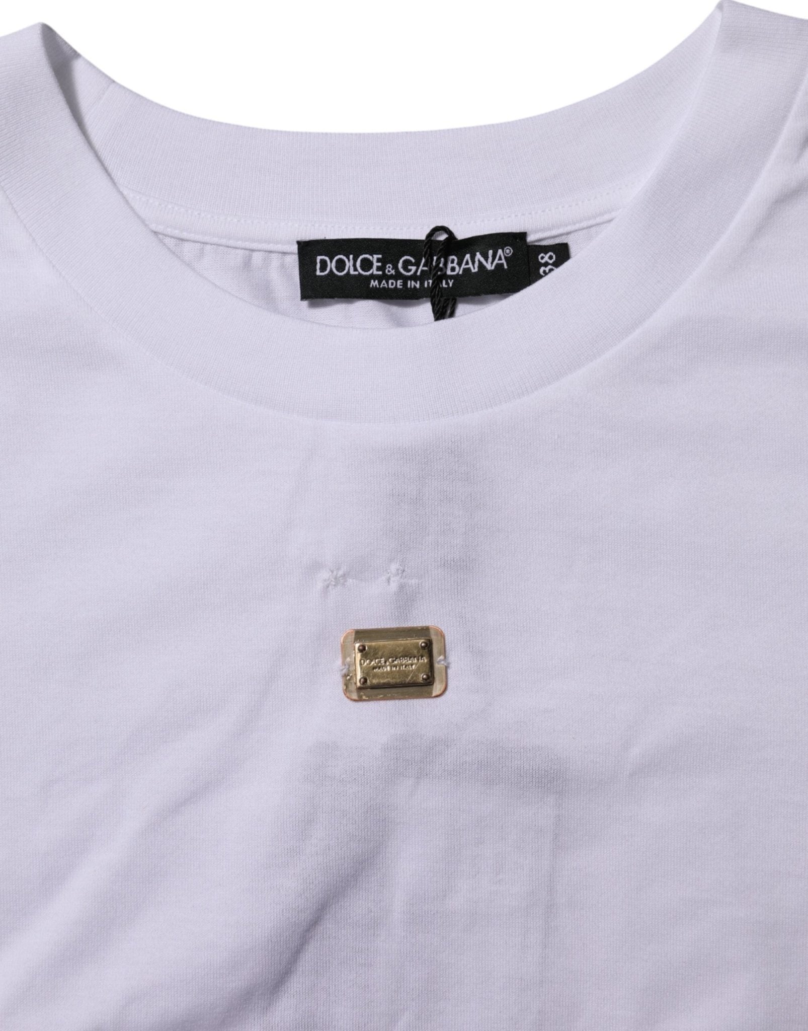 Dolce & Gabbana T-Shirt White Cotton Round Neck Short Sleeves I - RIMODA