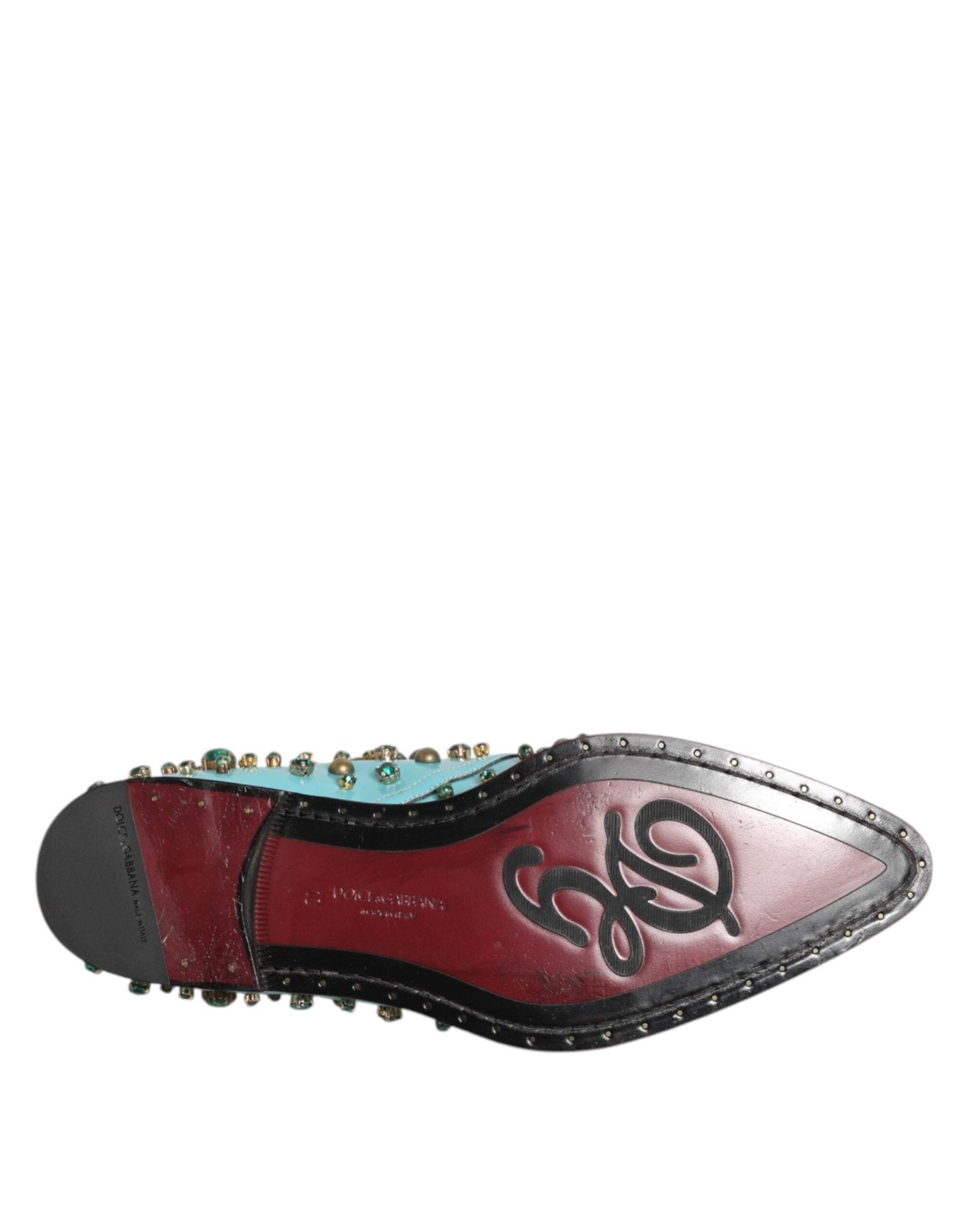Dolce & Gabbana Turquoise Crystal Embellished Men Derby Shoes - RIMODA