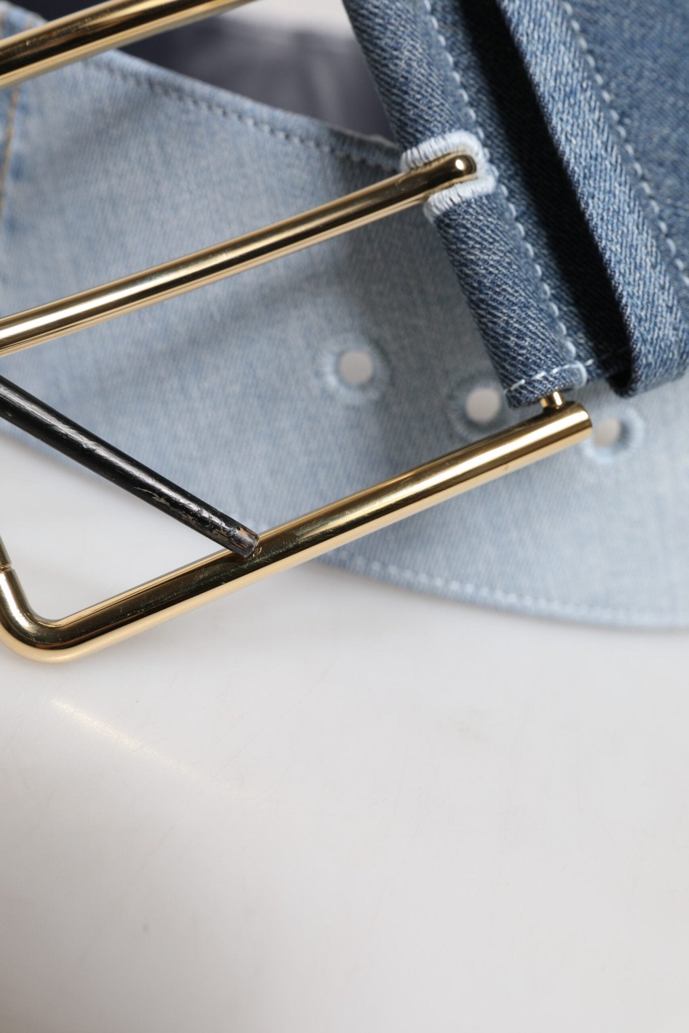 Dolce & Gabbana Two Tone Blue Denim Gold Metal Buckle Belt - RIMODA