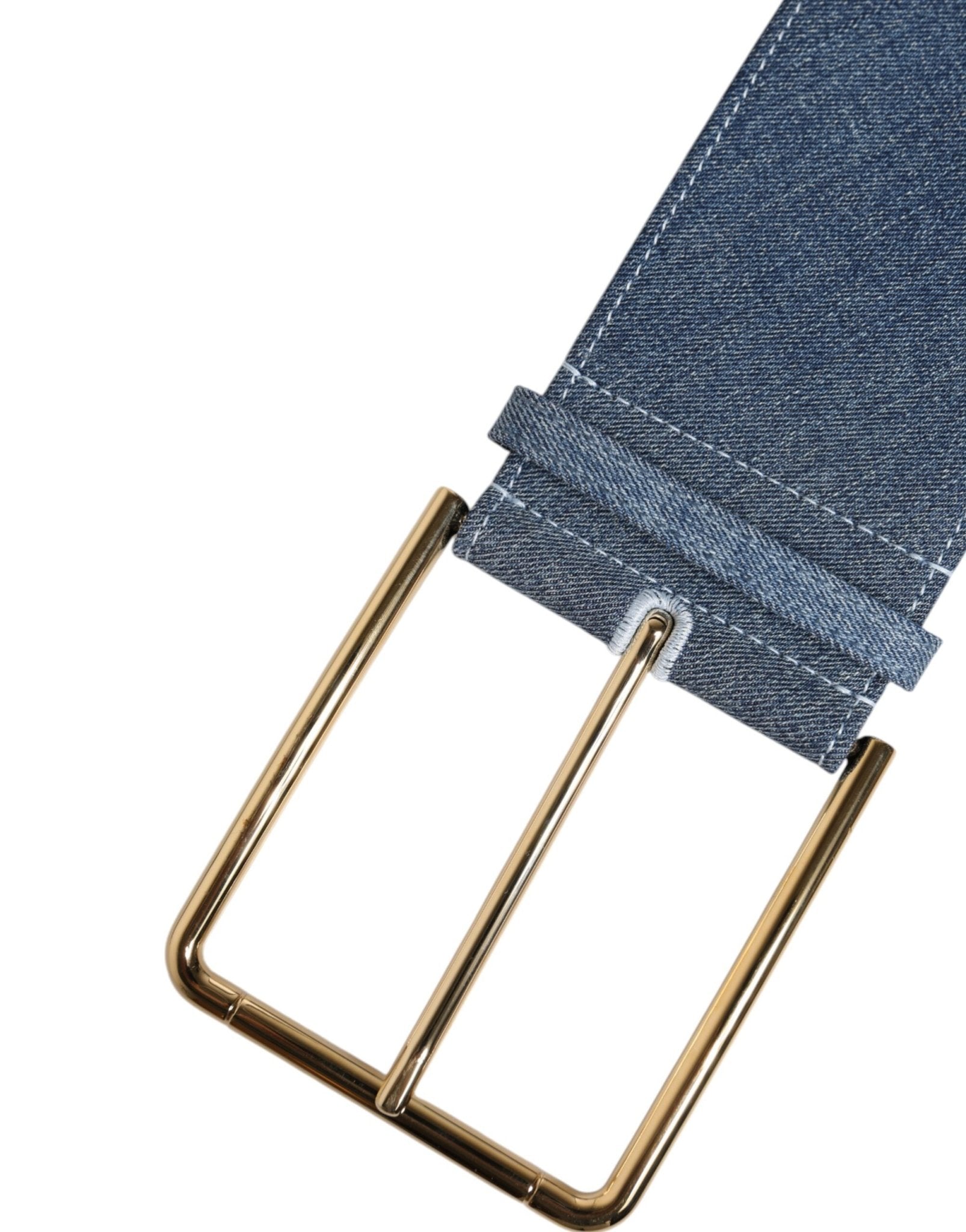 Dolce & Gabbana Two Tone Blue Denim Gold Metal Buckle Belt - RIMODA