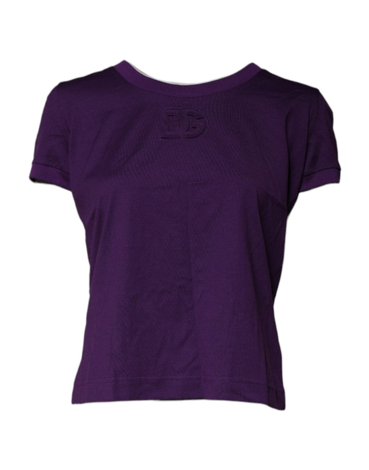 Dolce & Gabbana Violet Cotton Crewneck Short Sleeves T-shirt - RIMODA