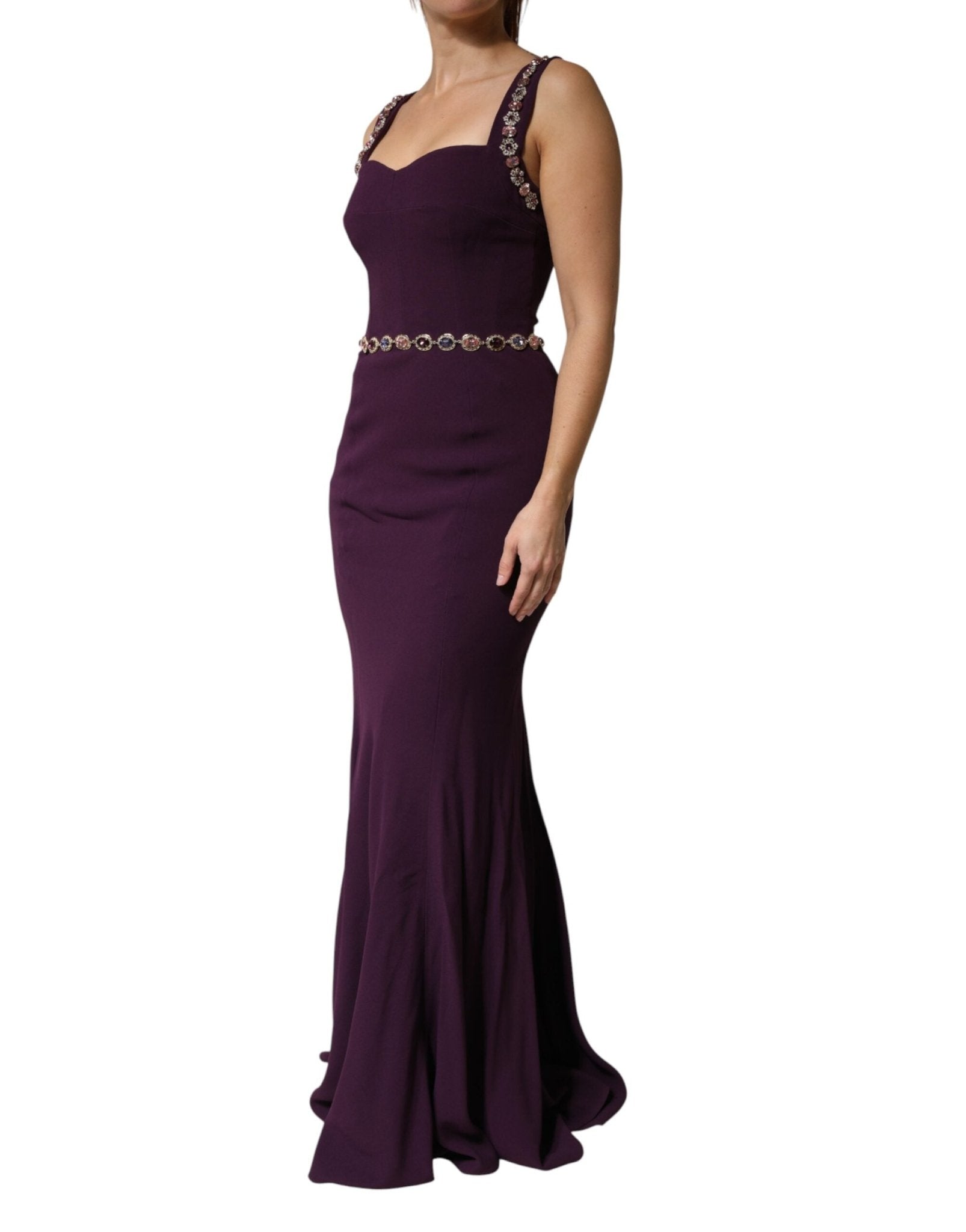 Dolce & Gabbana Violet Embellished Sheath Mermaid Gown Dress - RIMODA