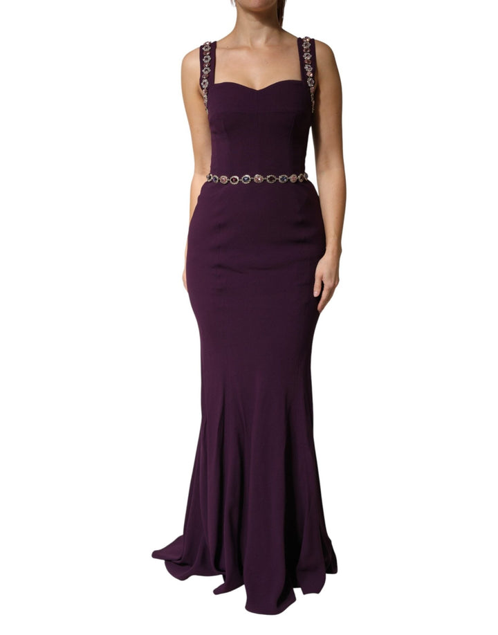 Dolce & Gabbana Violet Embellished Sheath Mermaid Gown Dress - RIMODA