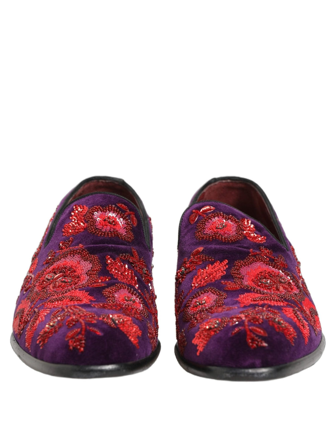 Dolce & Gabbana Violet Red Bead Embellished Loafers Shoes - RIMODA