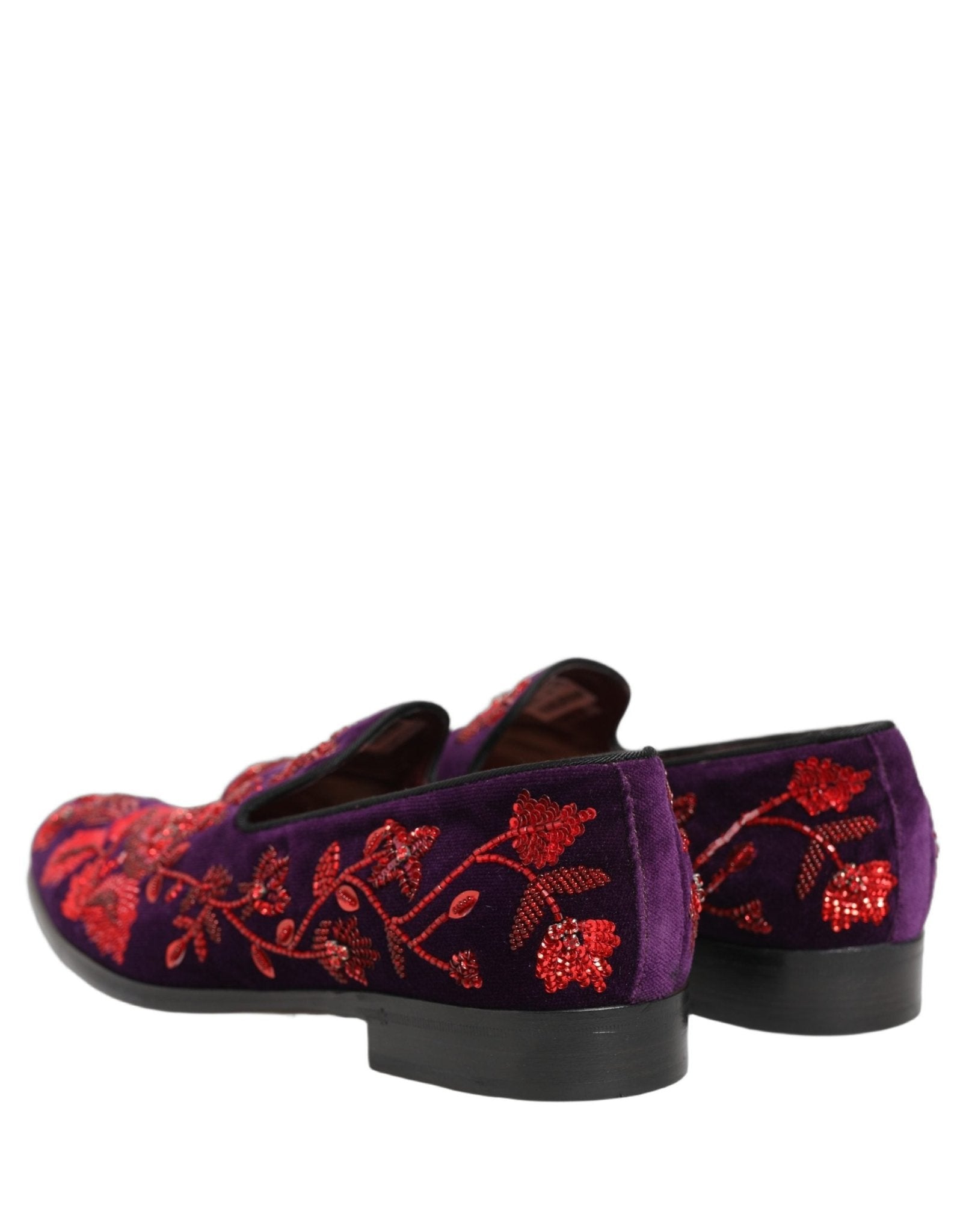 Dolce & Gabbana Violet Red Bead Embellished Loafers Shoes - RIMODA
