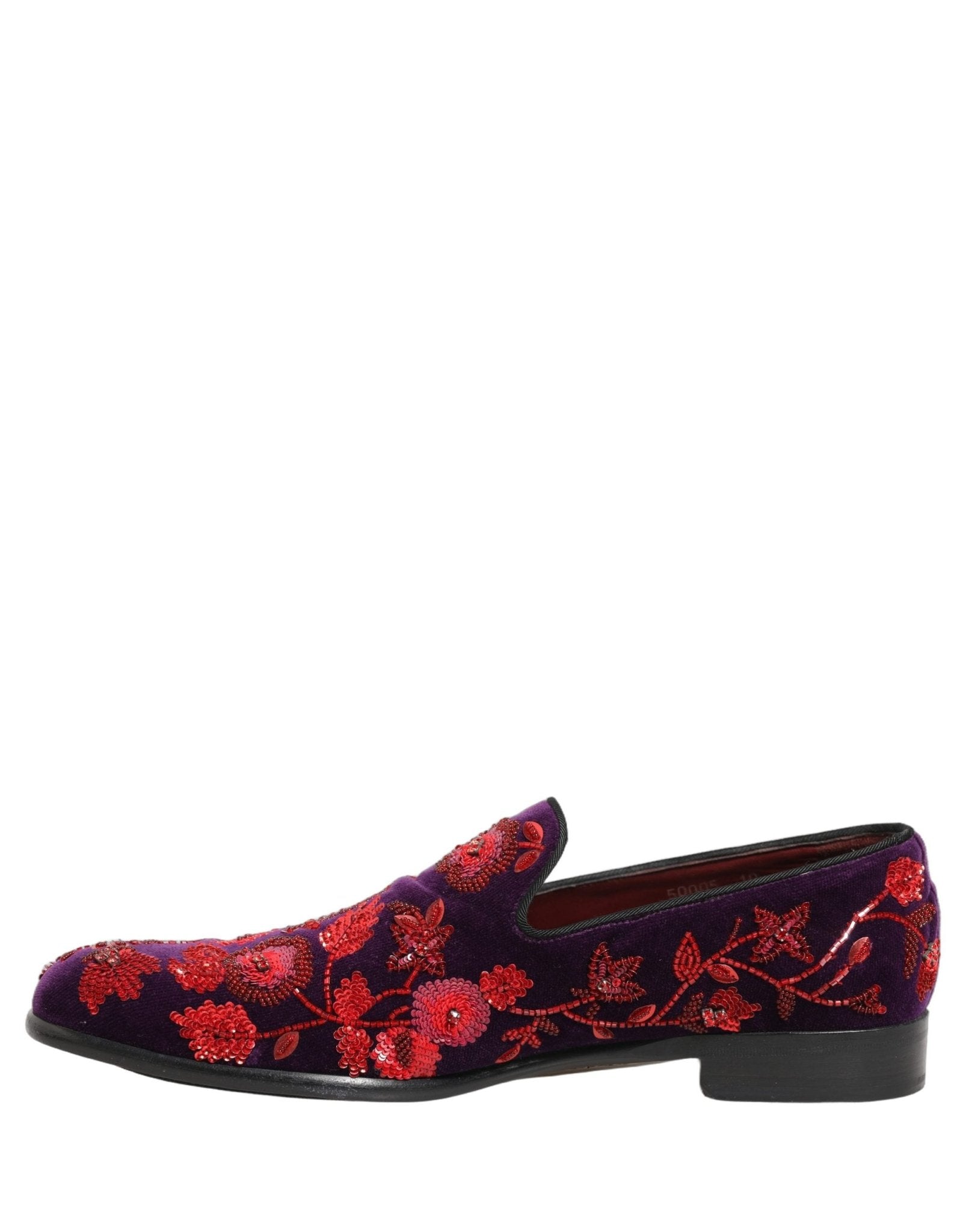 Dolce & Gabbana Violet Red Bead Embellished Loafers Shoes - RIMODA