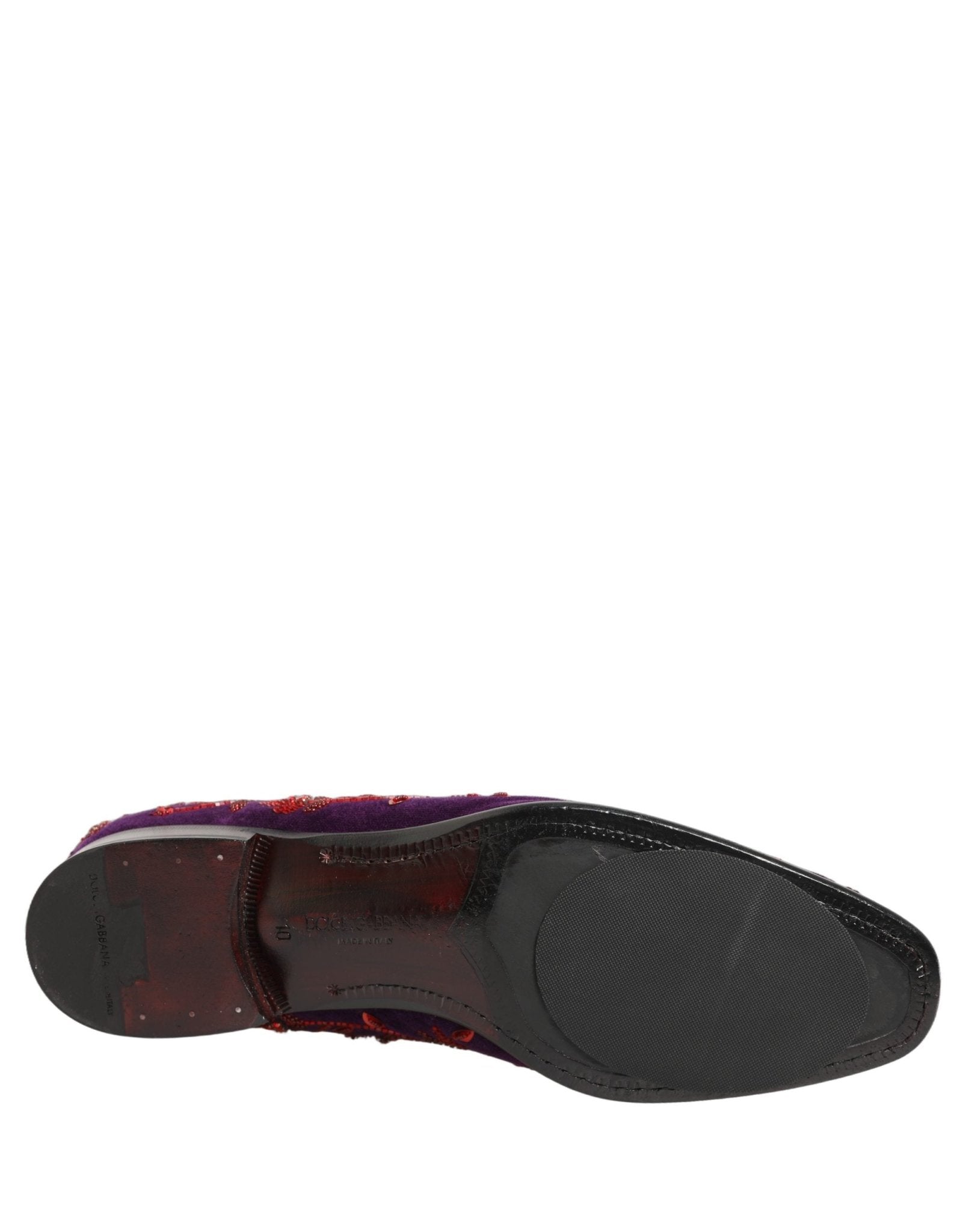 Dolce & Gabbana Violet Red Bead Embellished Loafers Shoes - RIMODA