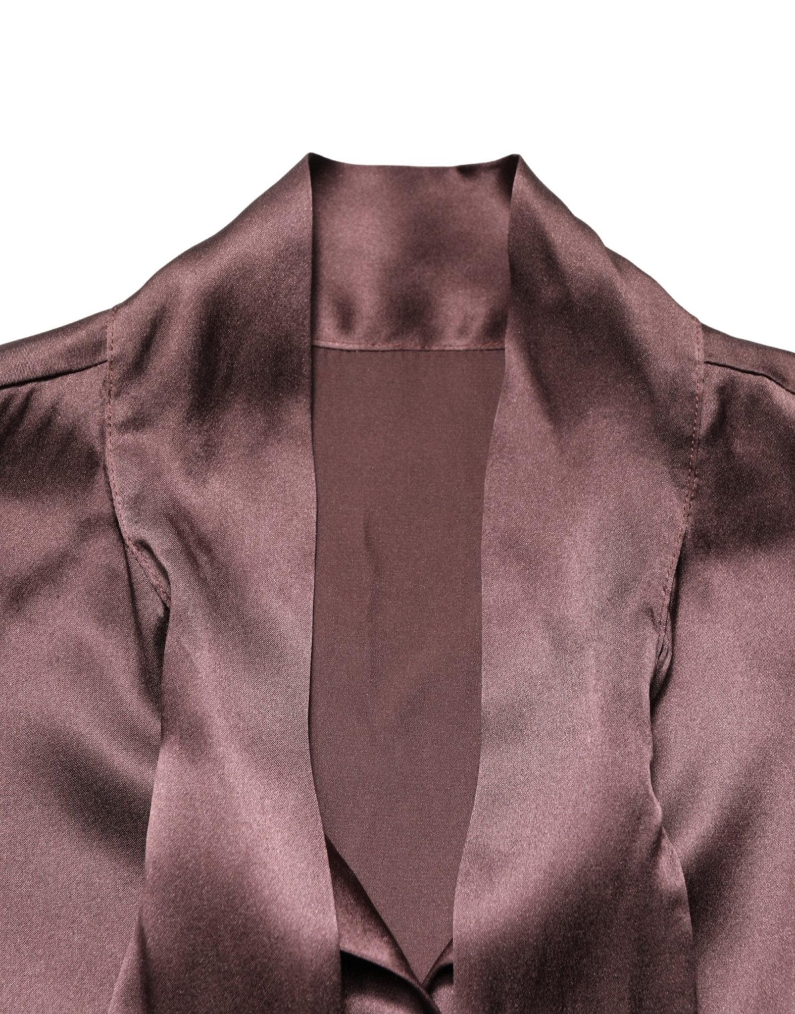Dolce & Gabbana Violet Satin Long Sleeve Ascot Tie Shirt Top - RIMODA