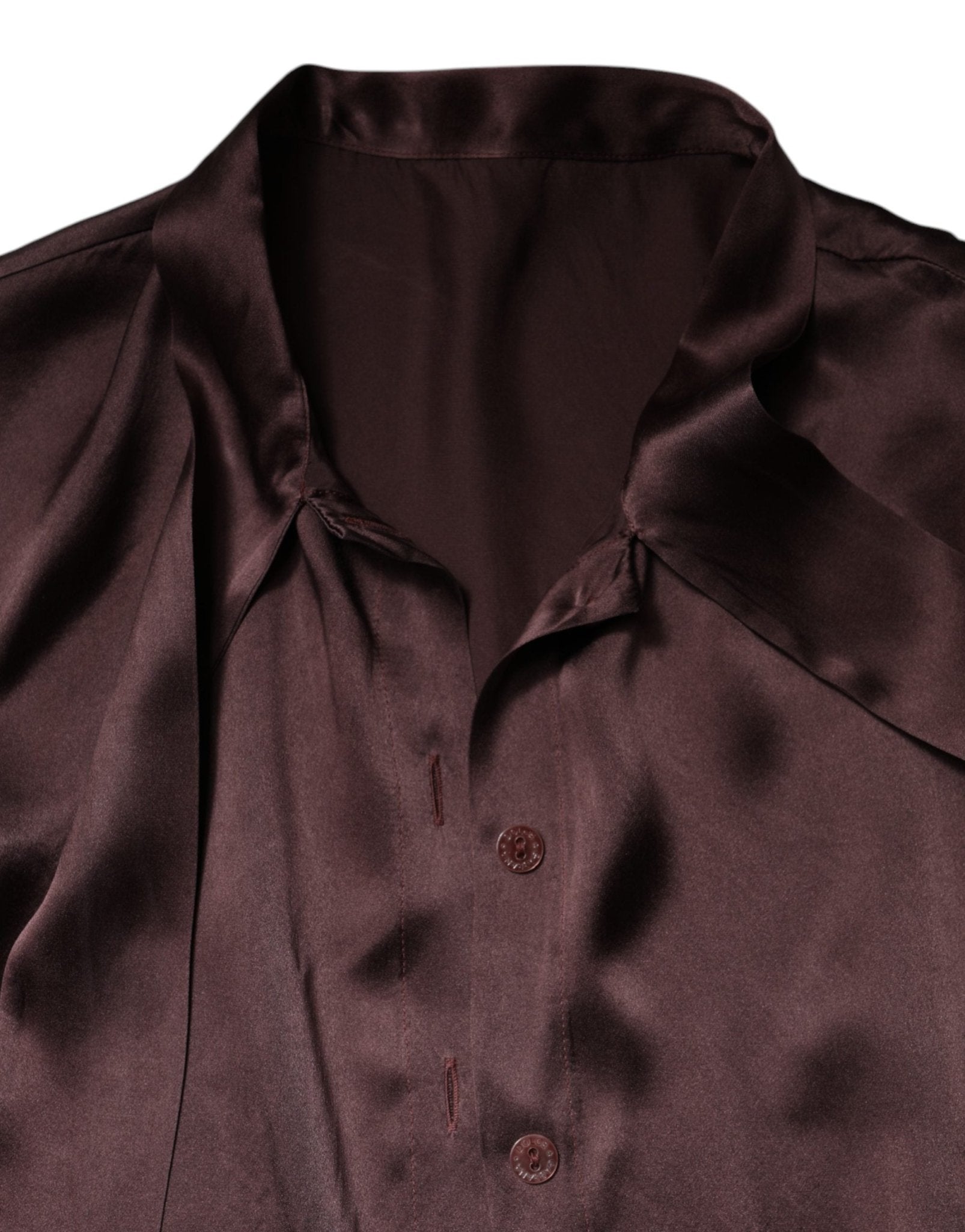 Dolce & Gabbana Violet Satin Long Sleeve Ascot Tie Shirt Top - RIMODA
