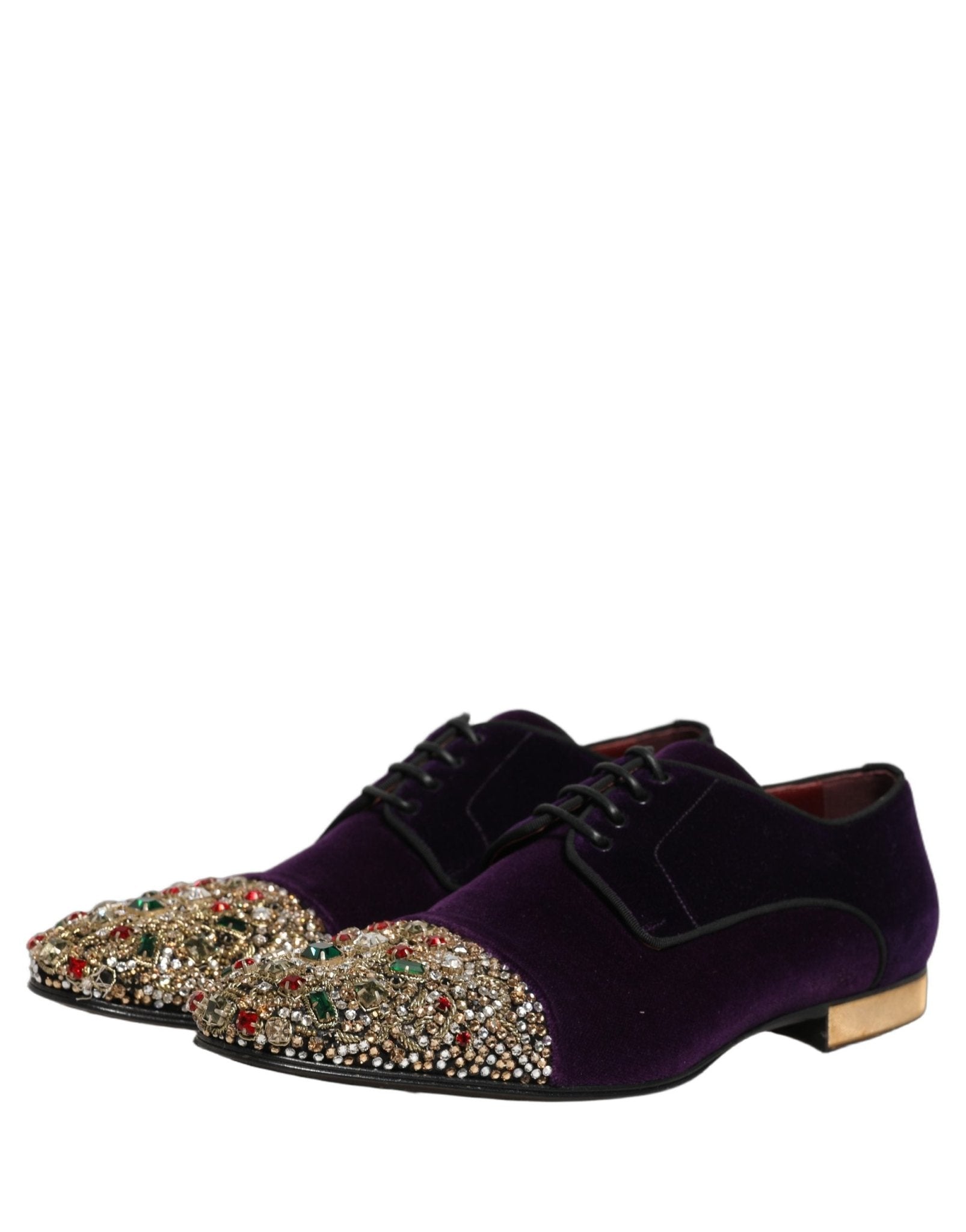 Dolce & Gabbana Violet Suede Embellished Derby Dress Shoes - RIMODA