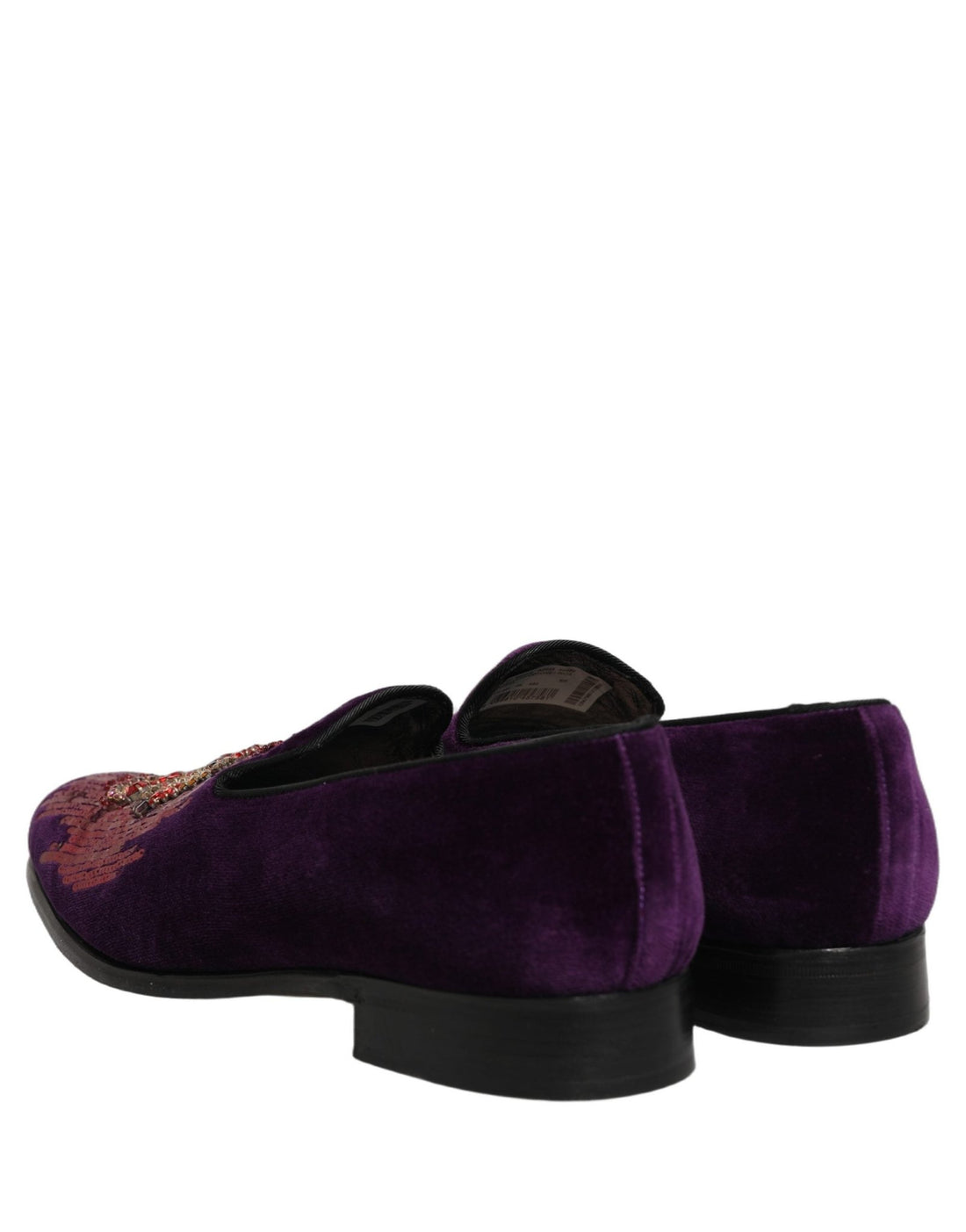 Dolce & Gabbana Violet Velvet Rhinestone Sequin Loafers Shoes - RIMODA