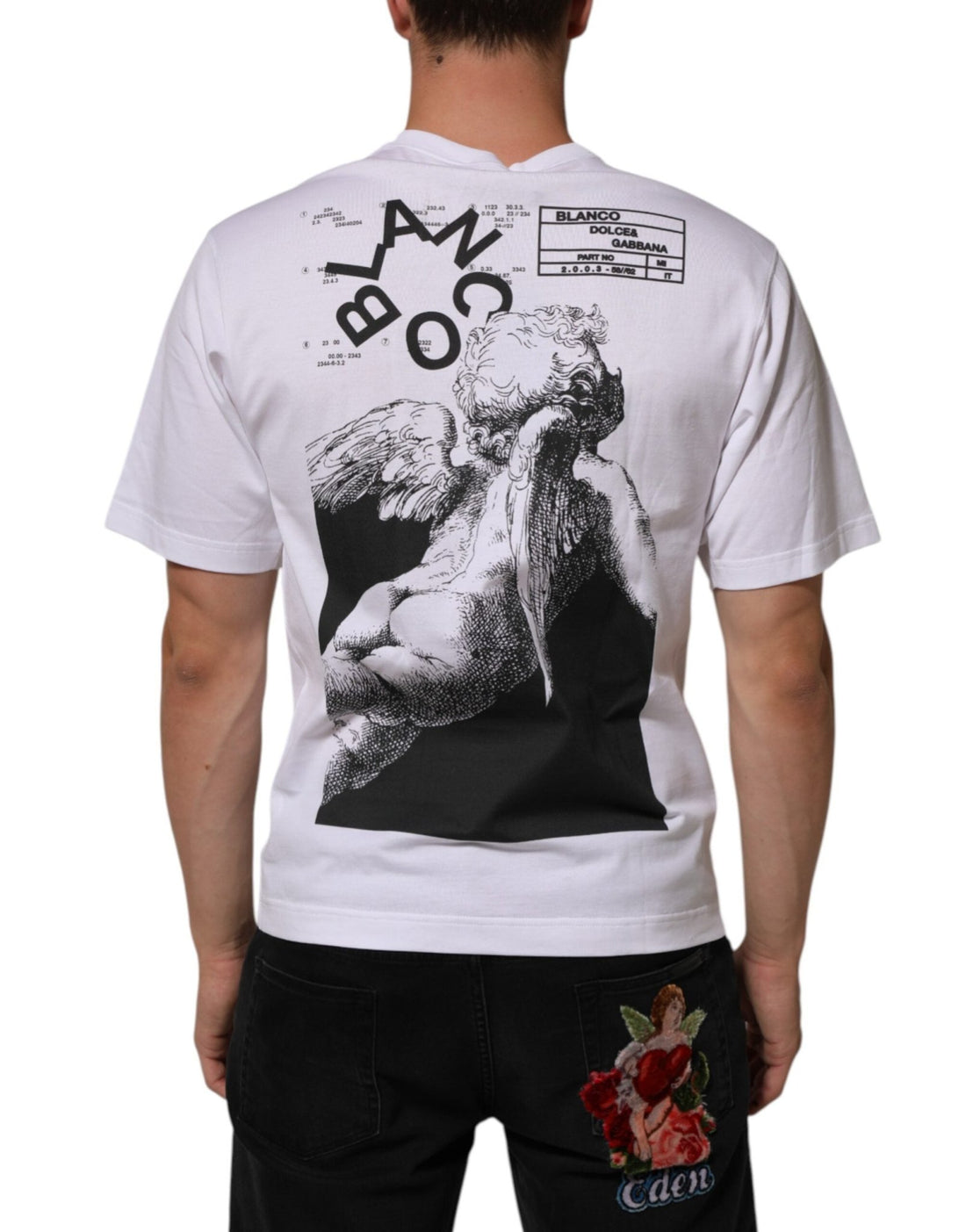 Dolce & Gabbana White Angel Print Cotton Men Crew Neck T-shirt - RIMODA
