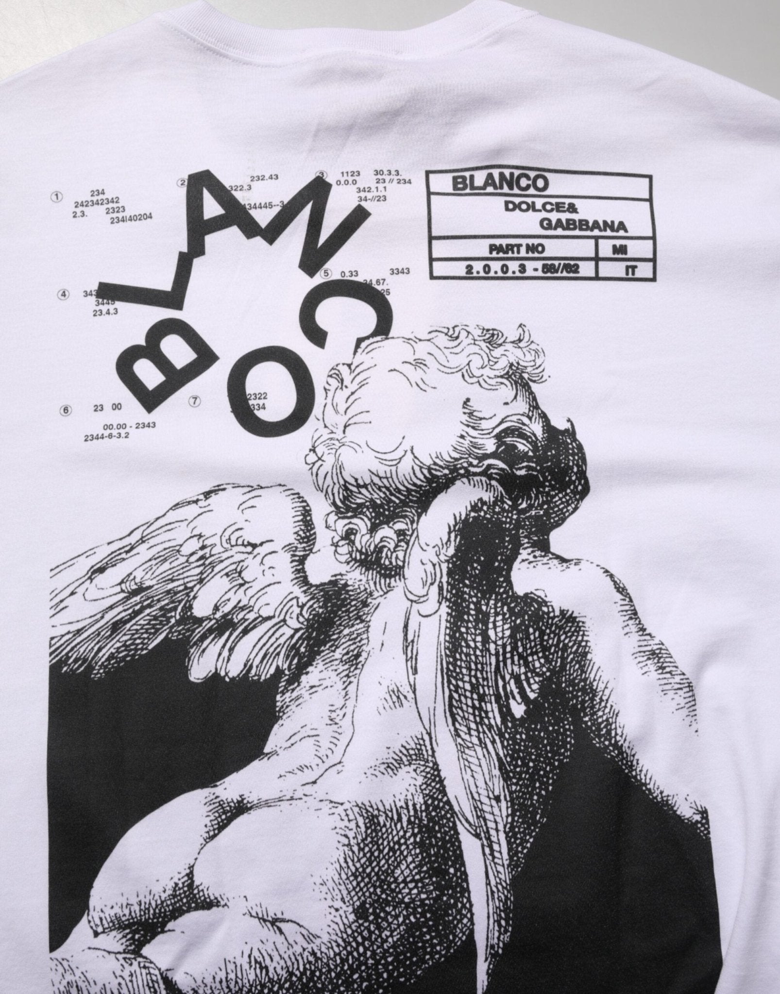 Dolce & Gabbana White Angel Print Cotton Men Crew Neck T-shirt - RIMODA