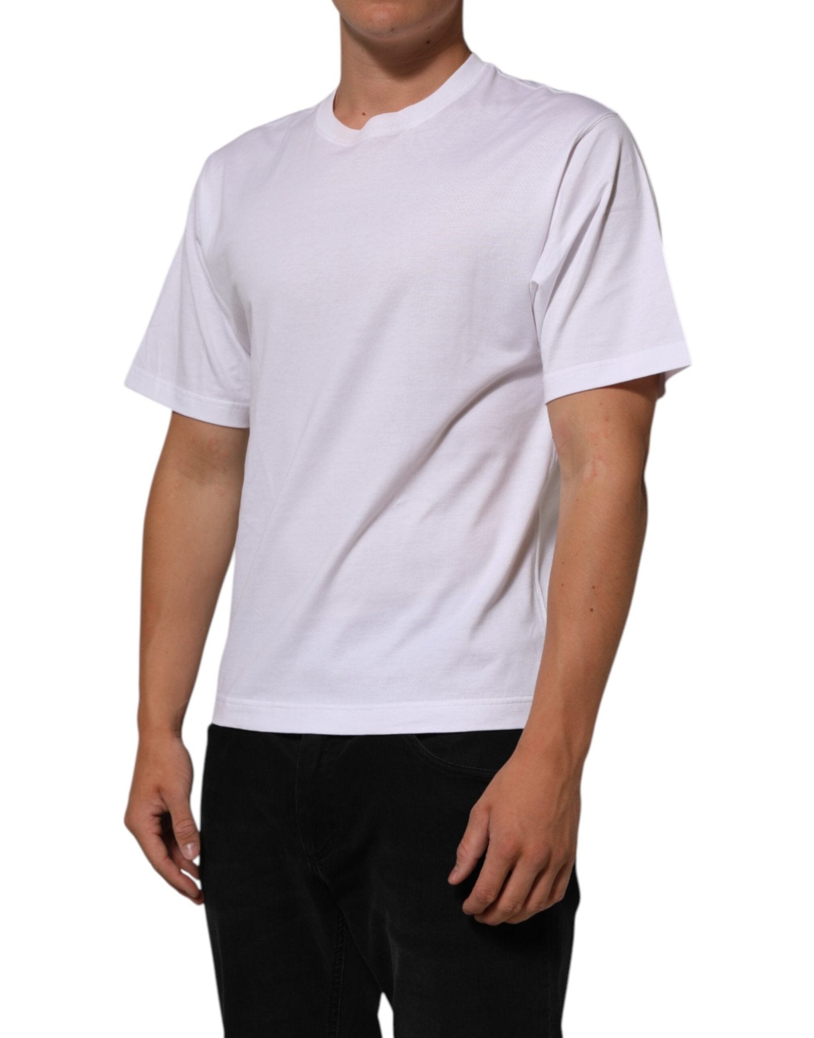 Dolce & Gabbana White Angel Print Cotton Men Crew Neck T-shirt - RIMODA
