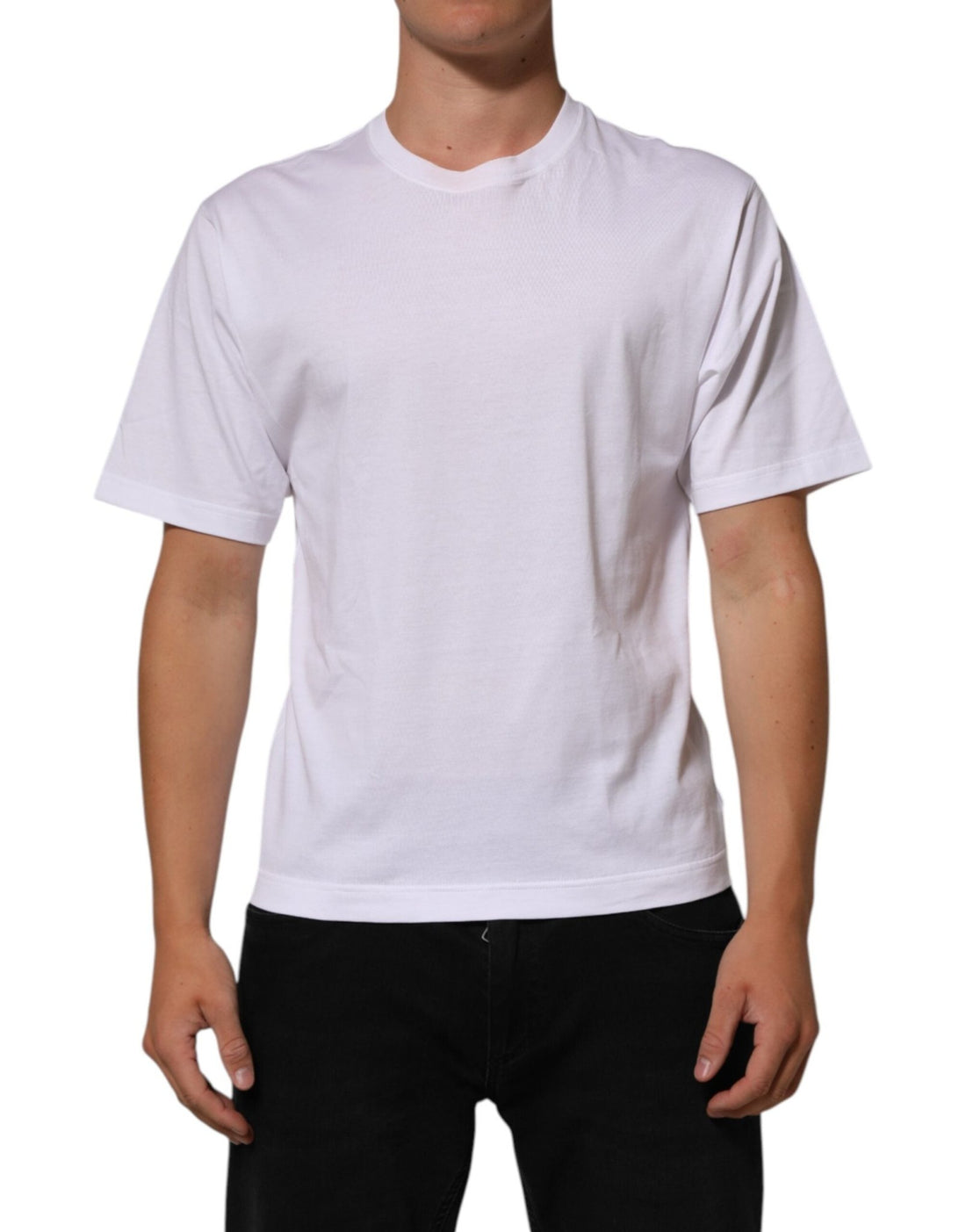 Dolce & Gabbana White Angel Print Cotton Men Crew Neck T-shirt - RIMODA
